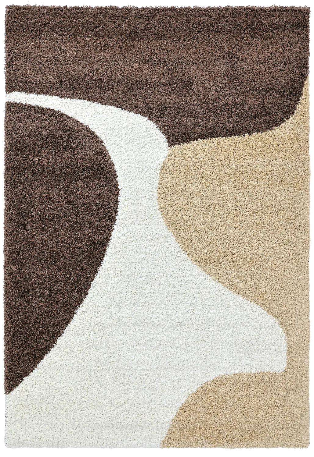 Hoogpolig vloerkleed - Chiniot (bruin/beige/wit)