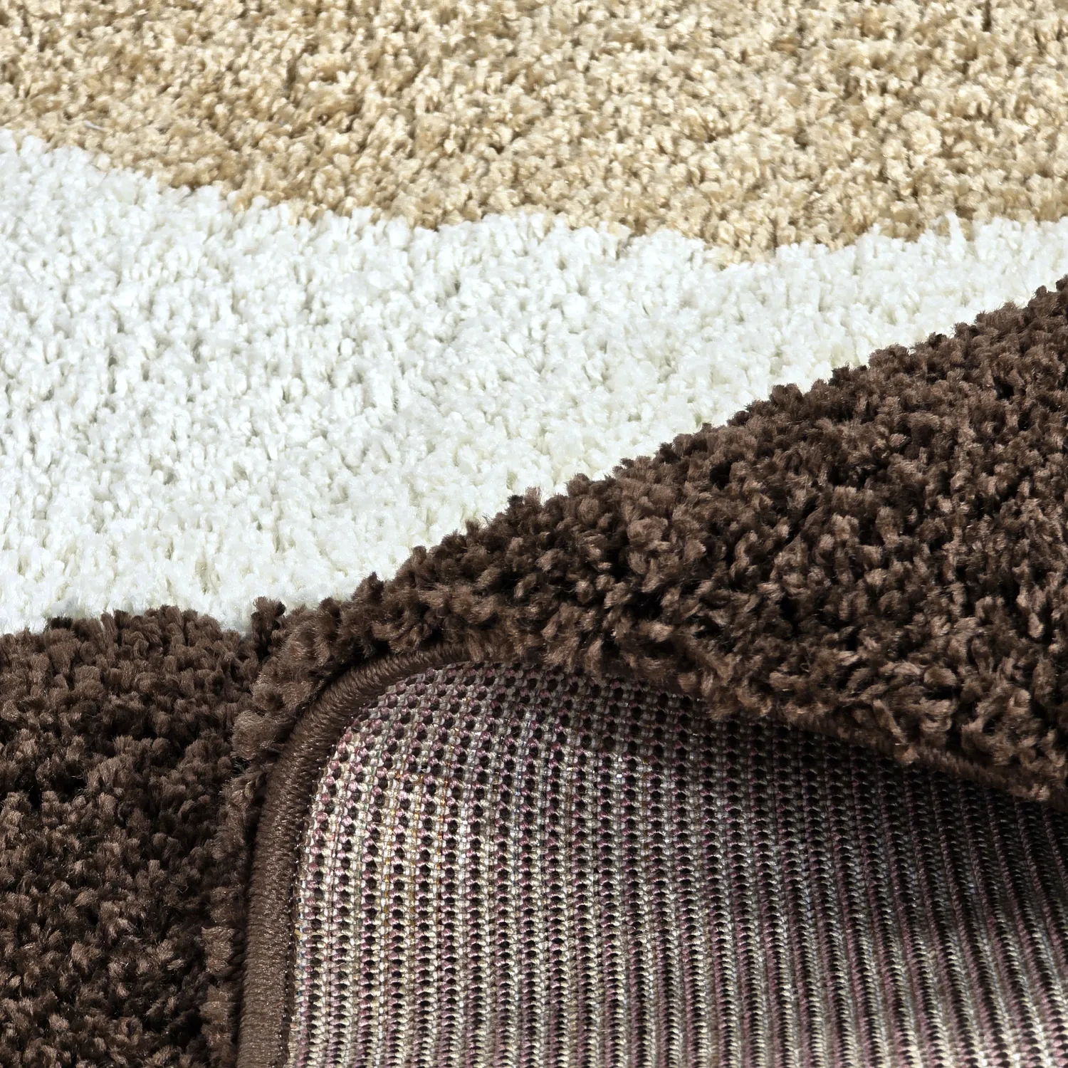 Hoogpolig vloerkleed - Chiniot (bruin/beige/wit)