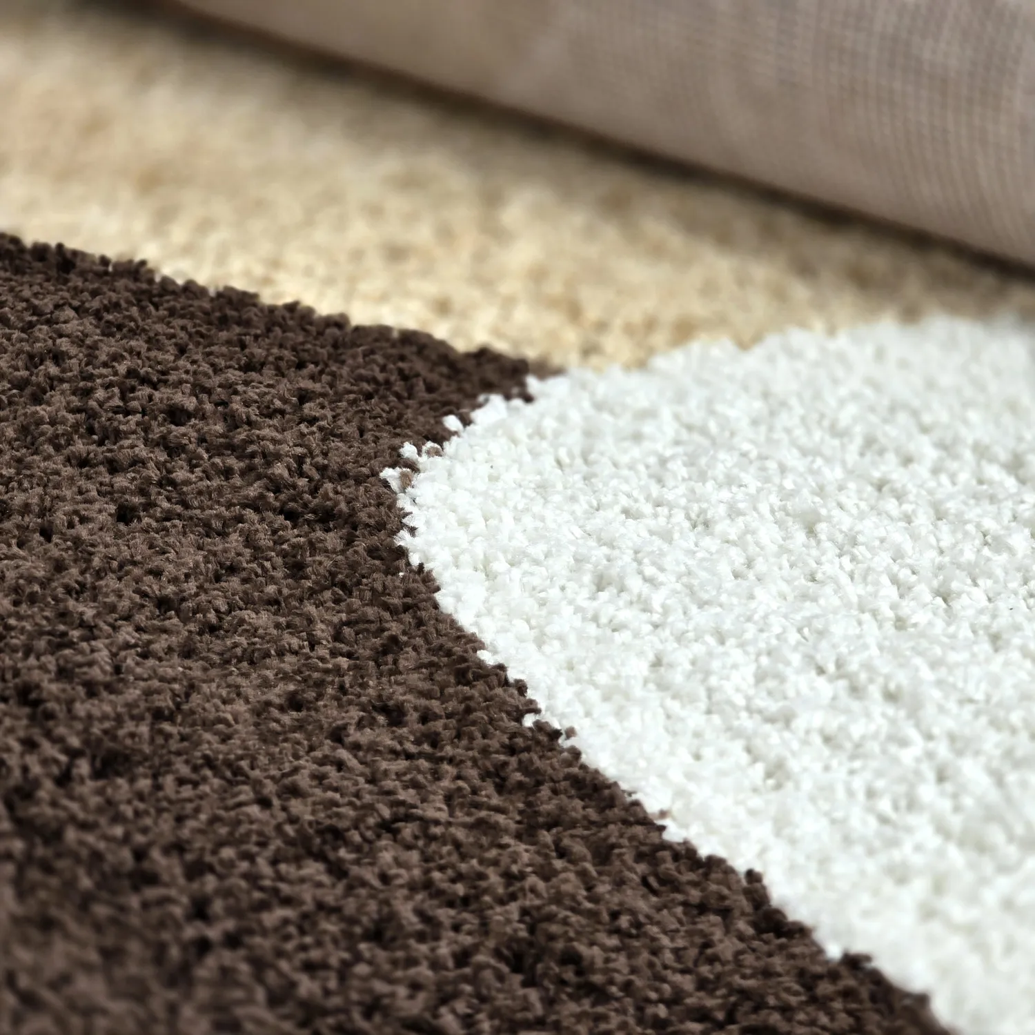 Hoogpolig vloerkleed - Chiniot (bruin/beige/wit)