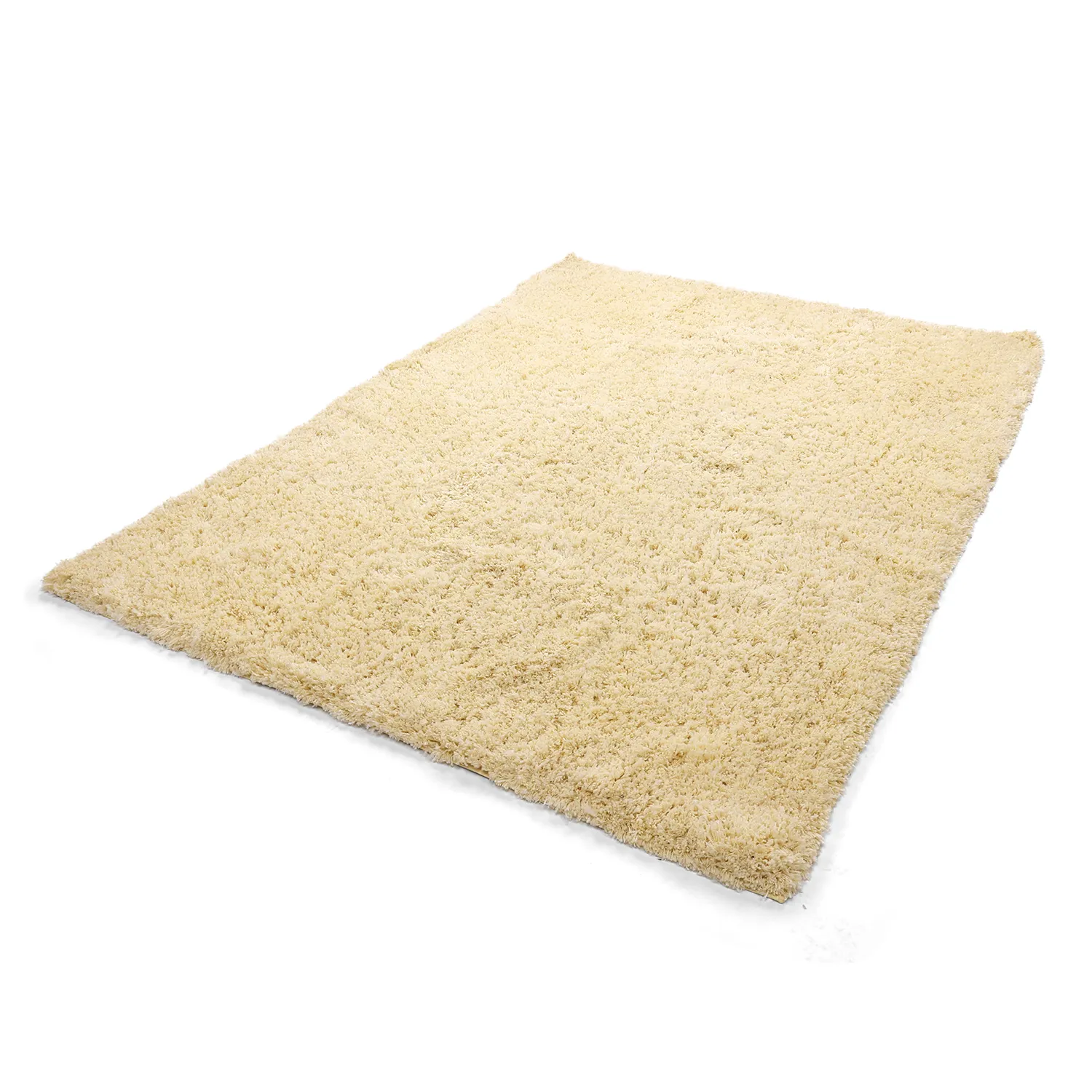 Hoogpolig vloerkleed - Combarro Solid Cotton Shaggy (lichtgeel)