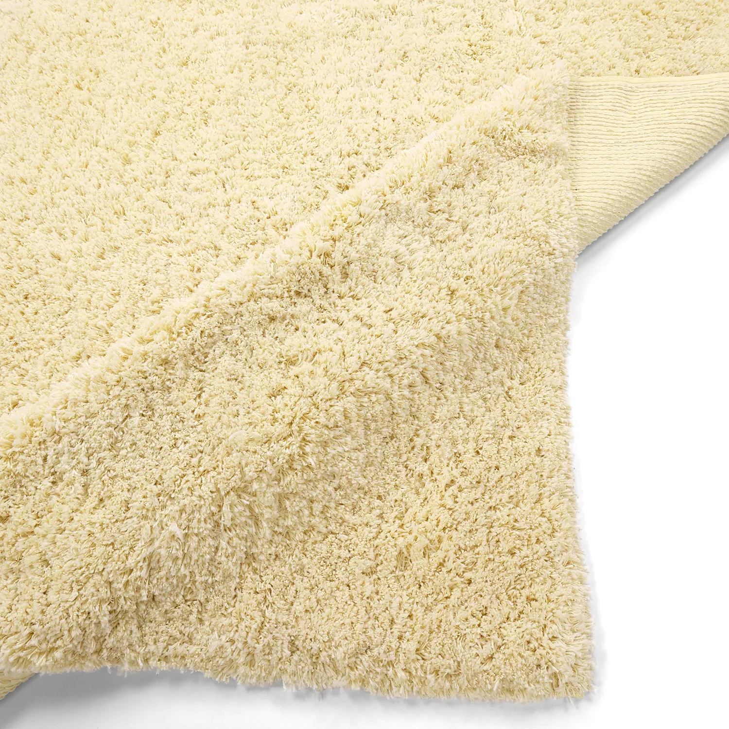 Hoogpolig vloerkleed - Combarro Solid Cotton Shaggy (lichtgeel)