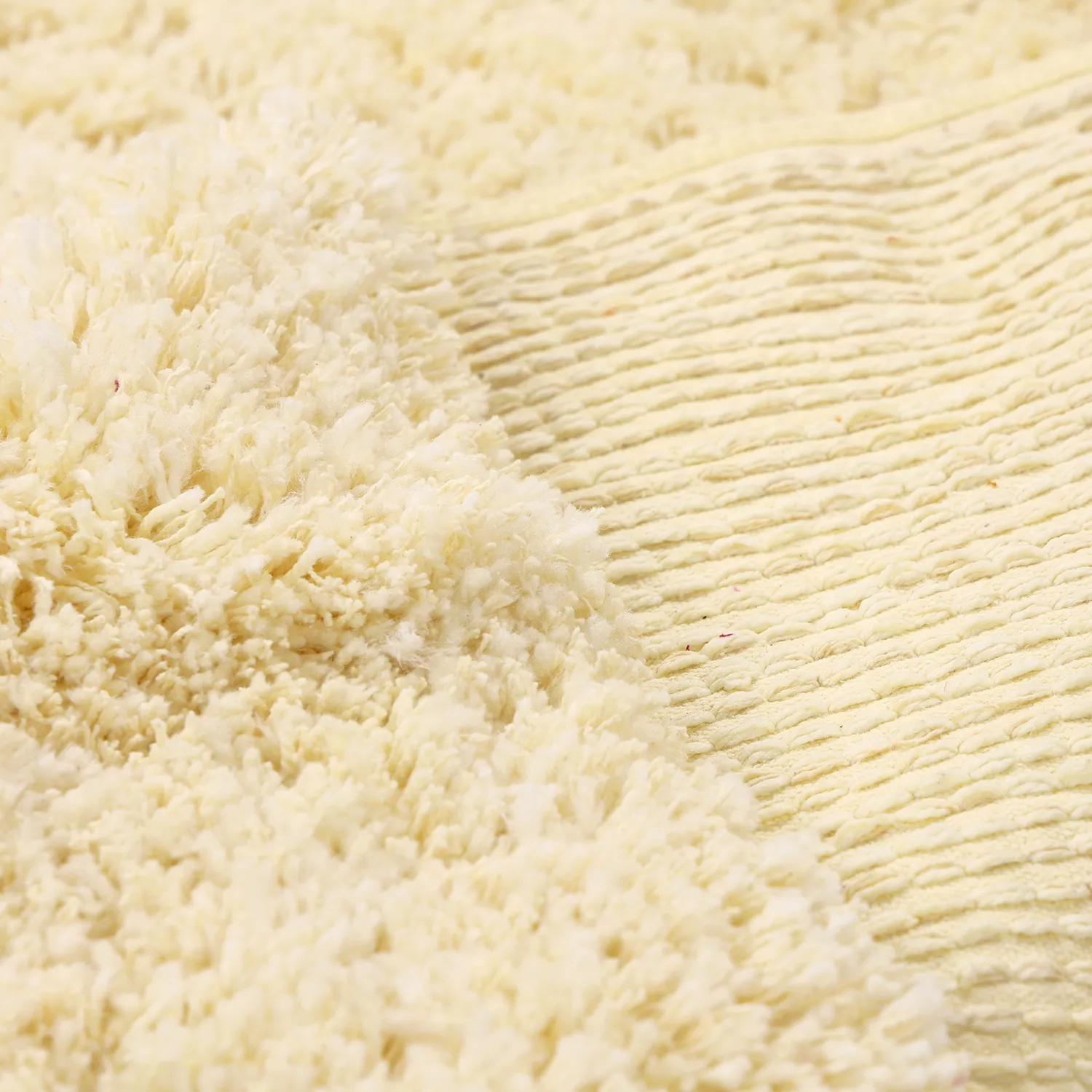 Hoogpolig vloerkleed - Combarro Solid Cotton Shaggy (lichtgeel)