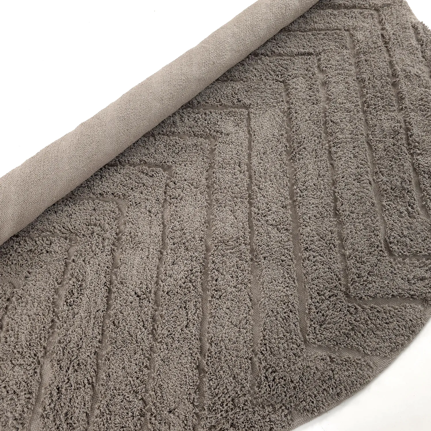 Ronde vloerkleden - Conara Natural Cotton Shaggy (taupe)