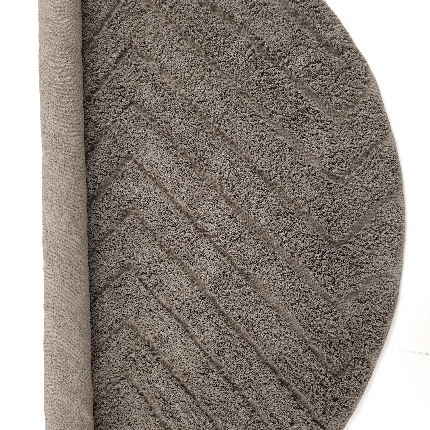 Ronde vloerkleden - Conara Natural Cotton Shaggy (taupe)