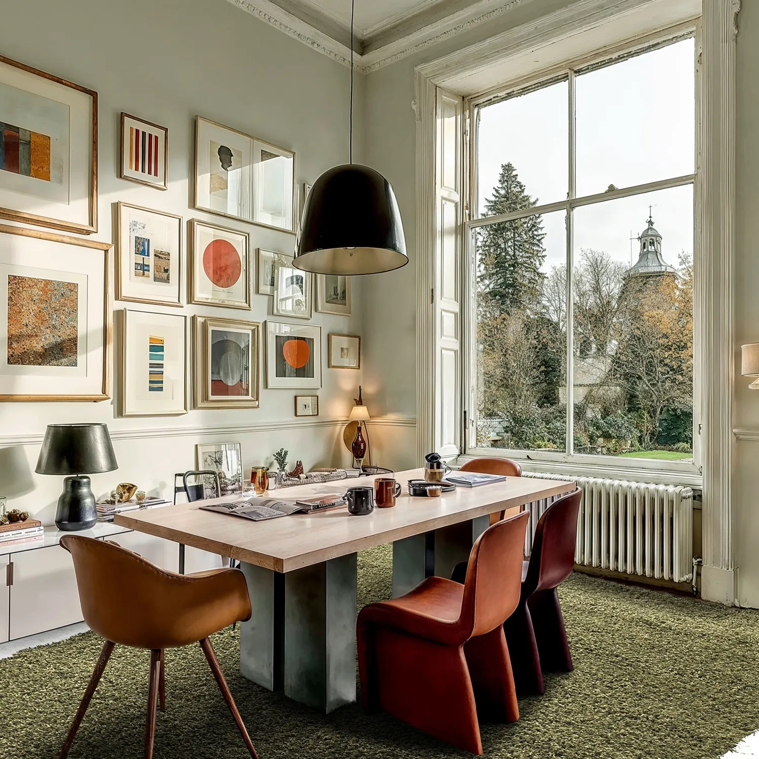 Hoogpolig vloerkleed - Conques (groen/wit)