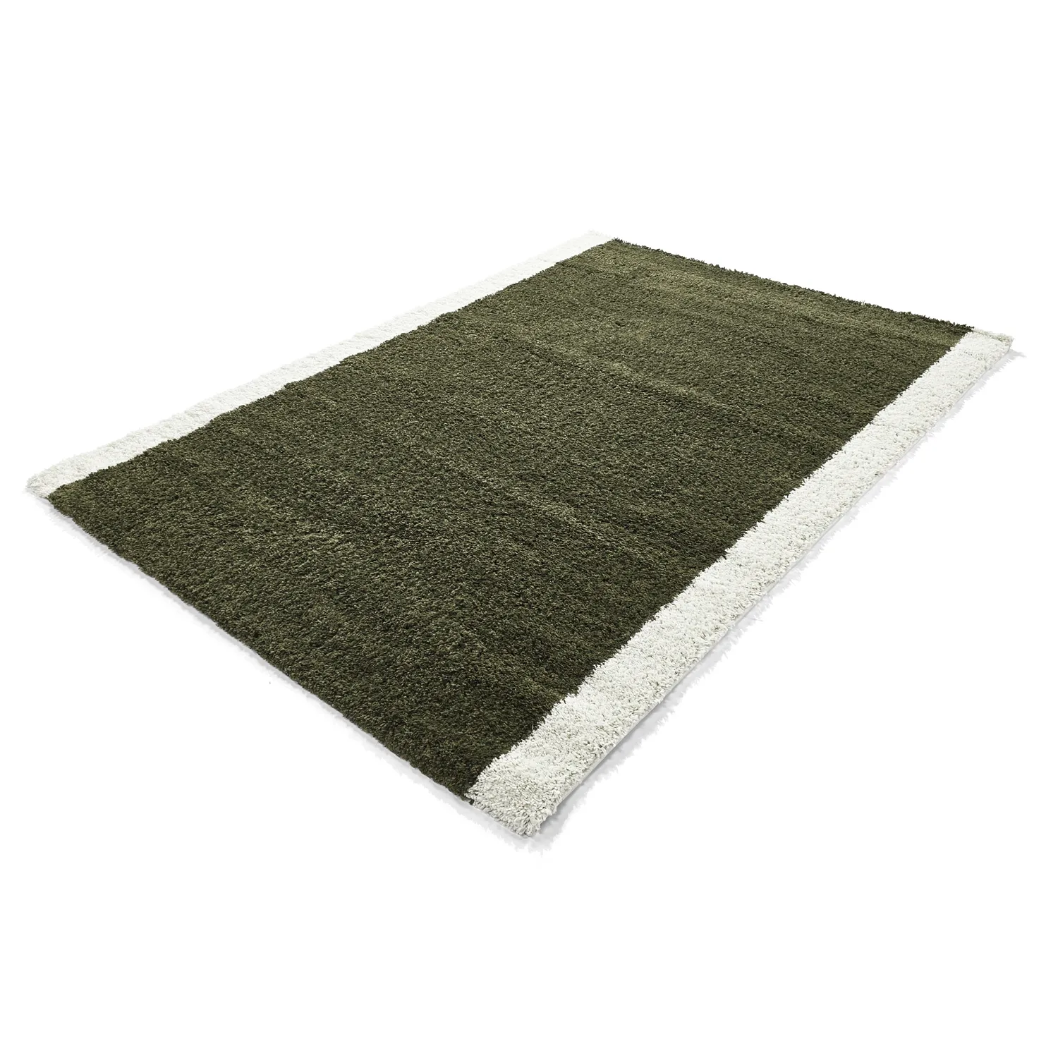 Hoogpolig vloerkleed - Conques (groen/wit)