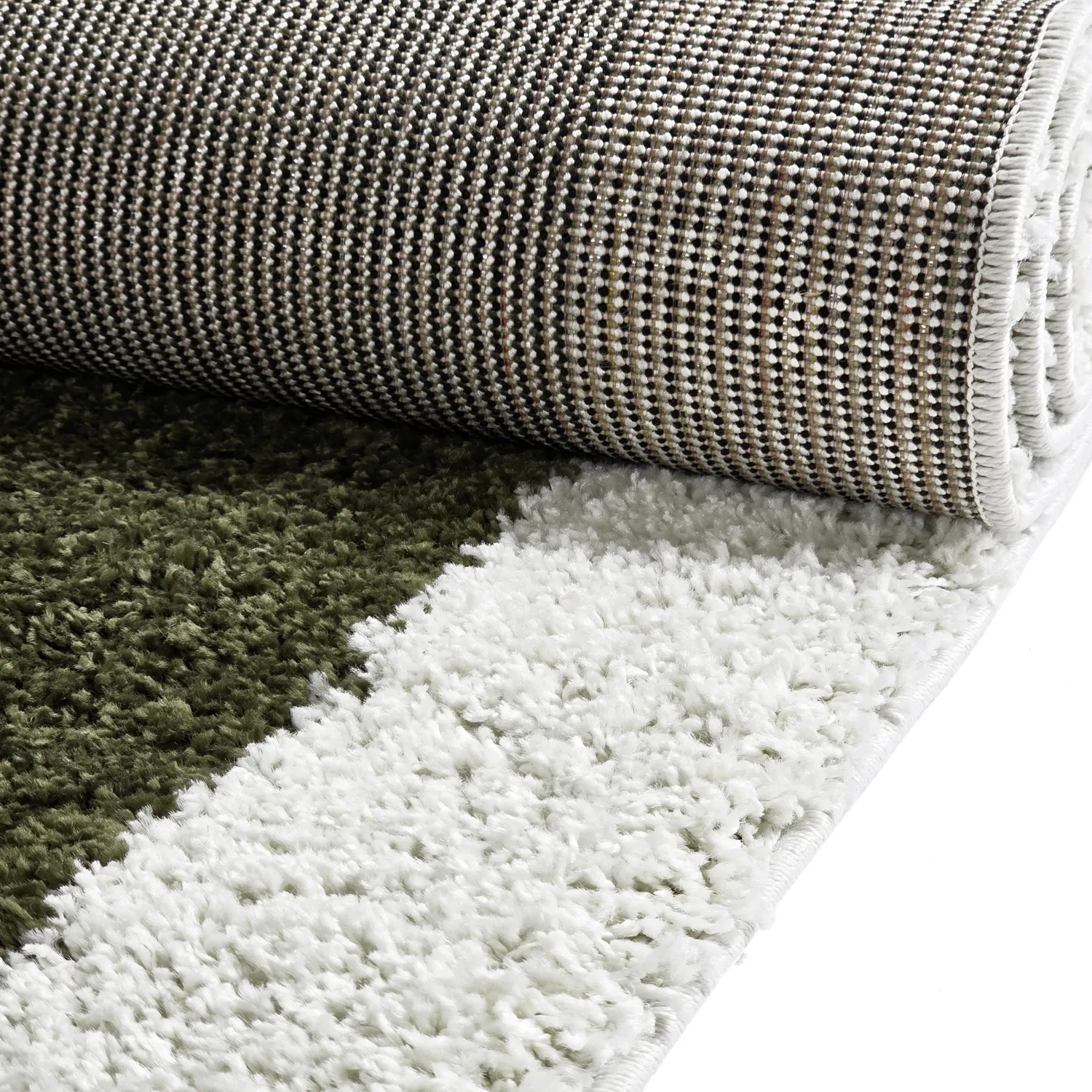 Hoogpolig vloerkleed - Conques (groen/wit)