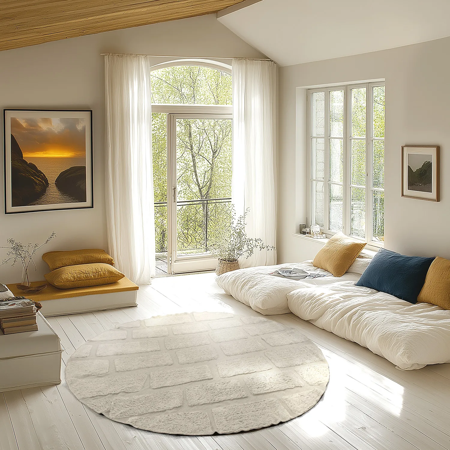 Rond vloerkleed - Cyrus Natural Cotton Shaggy (beige)