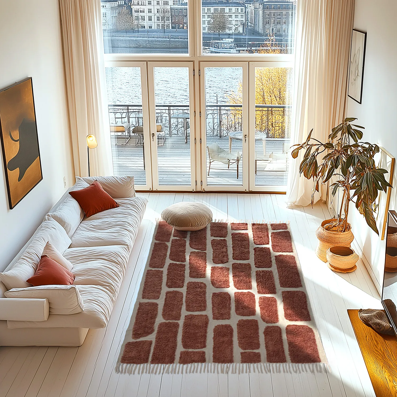 Hoogpolig vloerkleed - Cyrus Natural Cotton Shaggy (bruin)