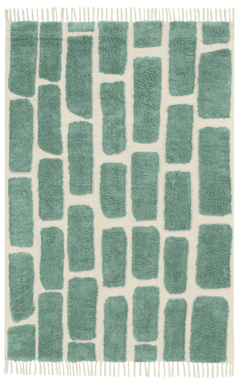 Hoogpolig vloerkleed - Cyrus Natural Cotton Shaggy (groente)