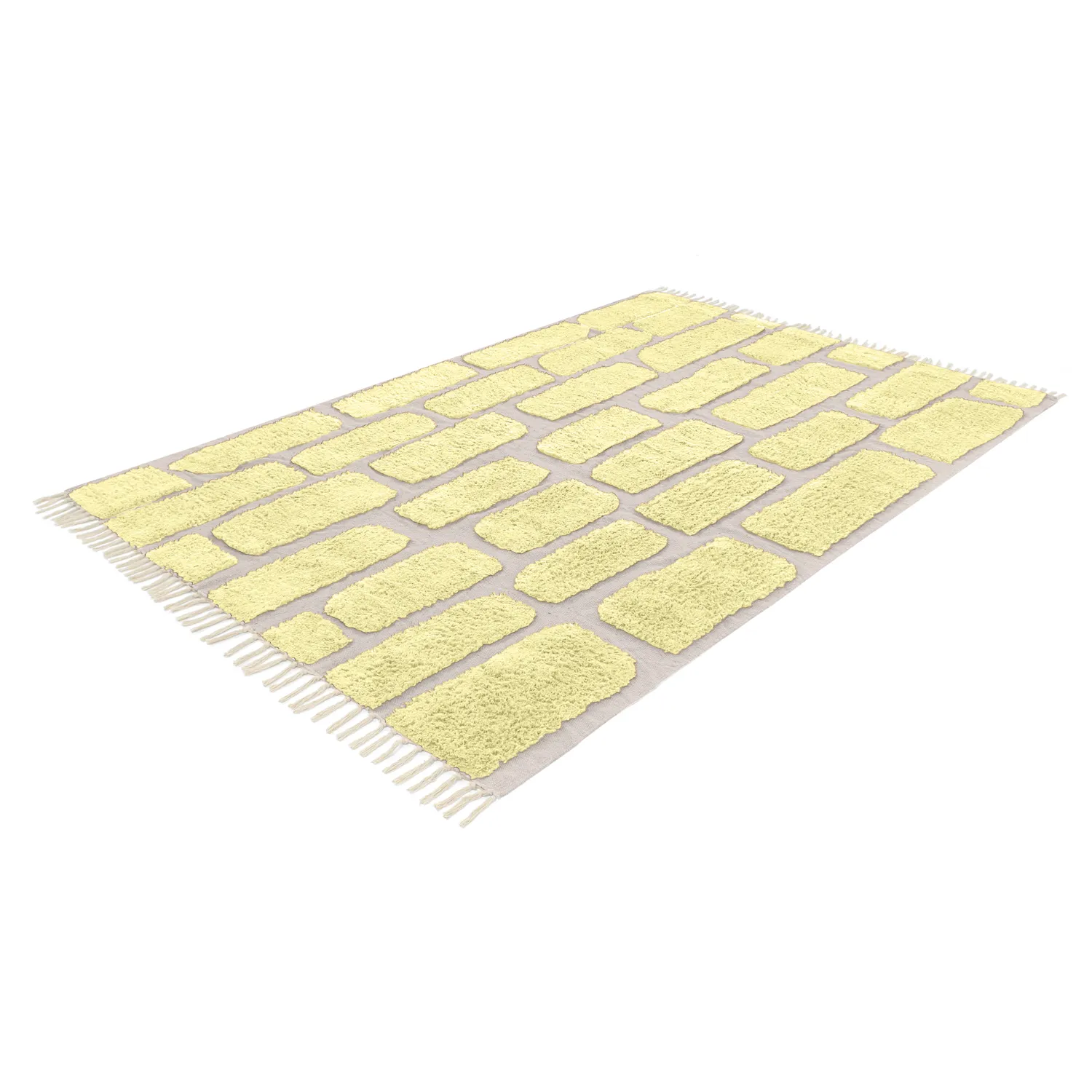 Hoogpolig vloerkleed - Cyrus Natural Cotton Shaggy (geel)