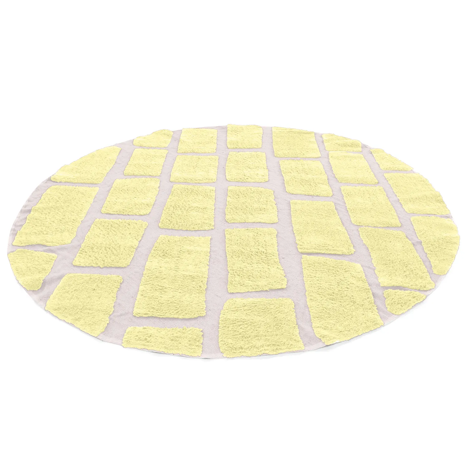 Rond vloerkleed - Cyrus Natural Cotton Shaggy (geel)