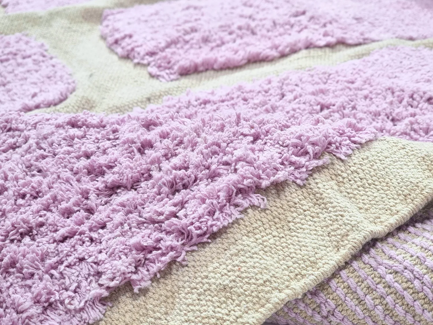 Hoogpolig vloerkleed - Cyrus Natural Cotton Shaggy (paars)