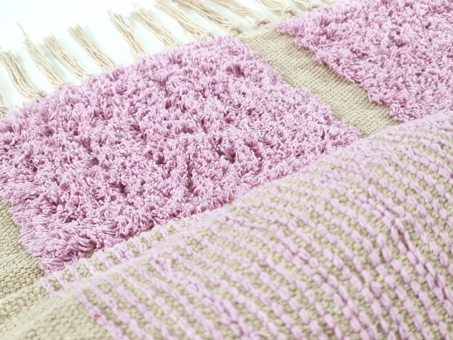 Hoogpolig vloerkleed - Cyrus Natural Cotton Shaggy (paars)