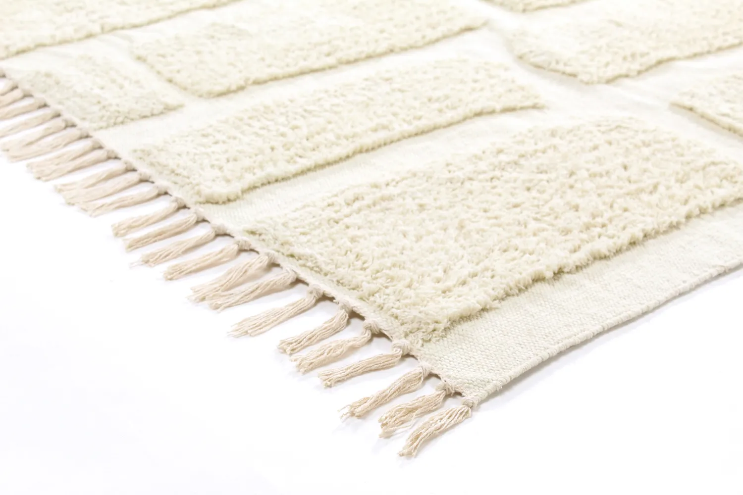 Hoogpolig vloerkleed - Cyrus Natural Cotton Shaggy (gebroken wit)