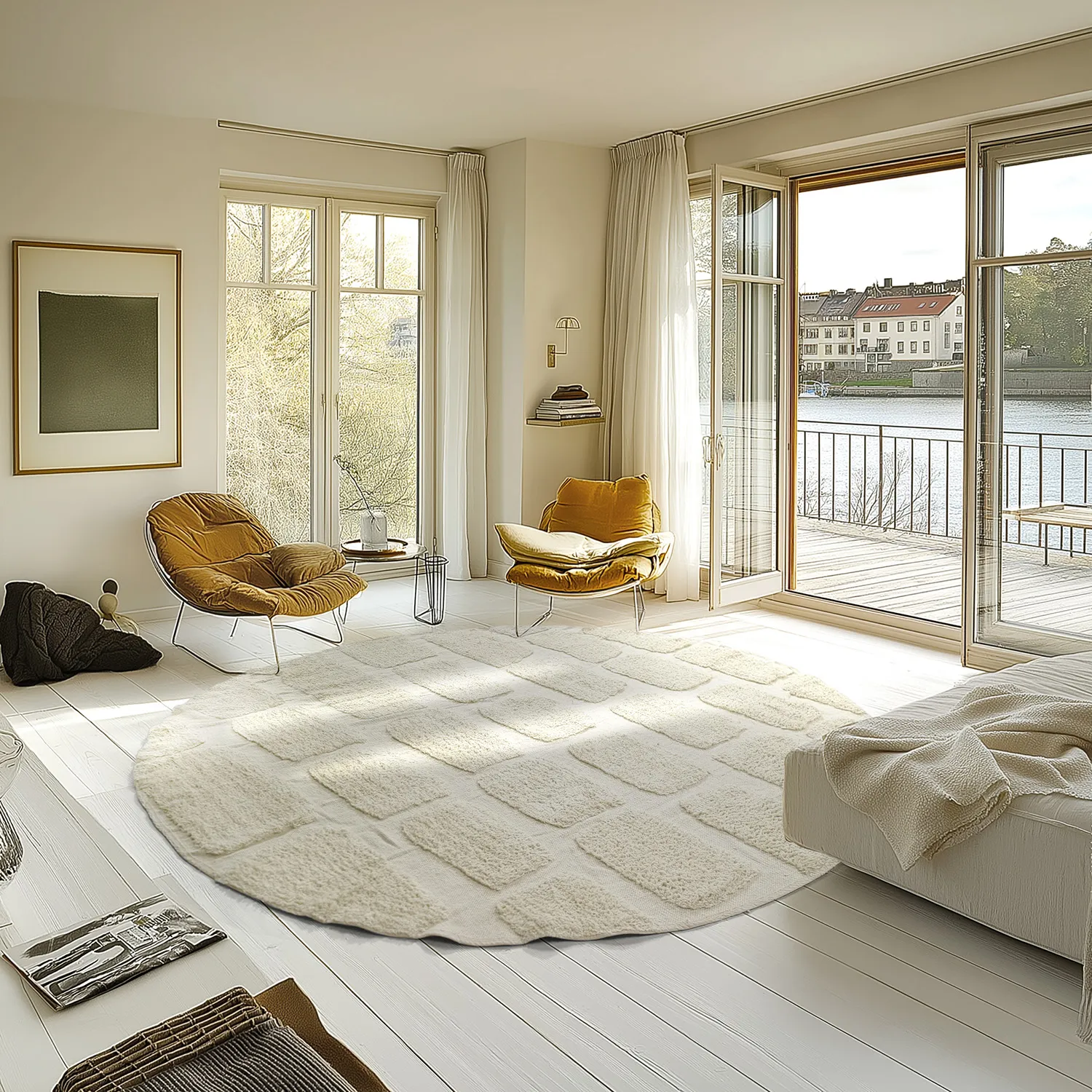 Rond vloerkleed - Cyrus Natural Cotton Shaggy (gebroken wit)