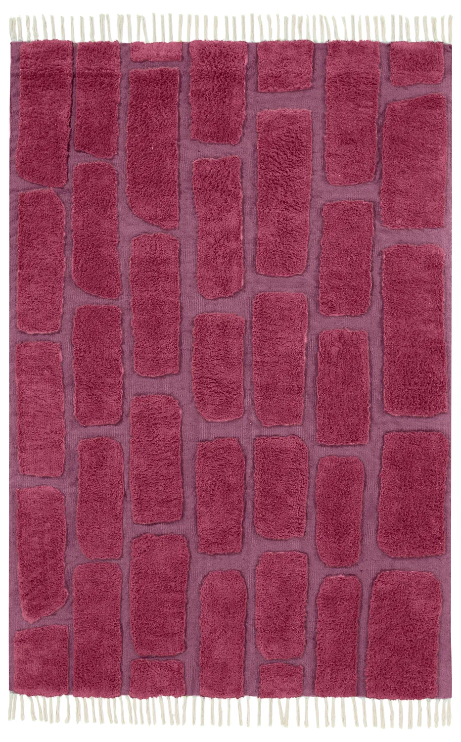 Hoogpolig vloerkleed - Cyrus Natural Cotton Shaggy (rood)