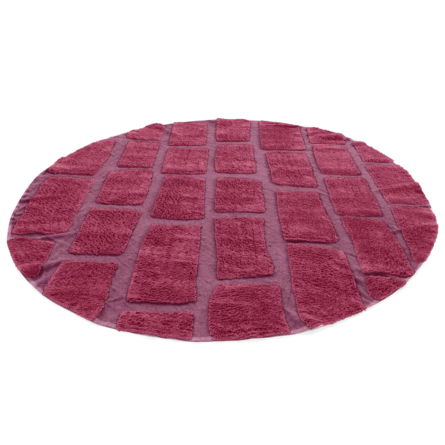 Rond vloerkleed - Cyrus Natural Cotton Shaggy (rood)