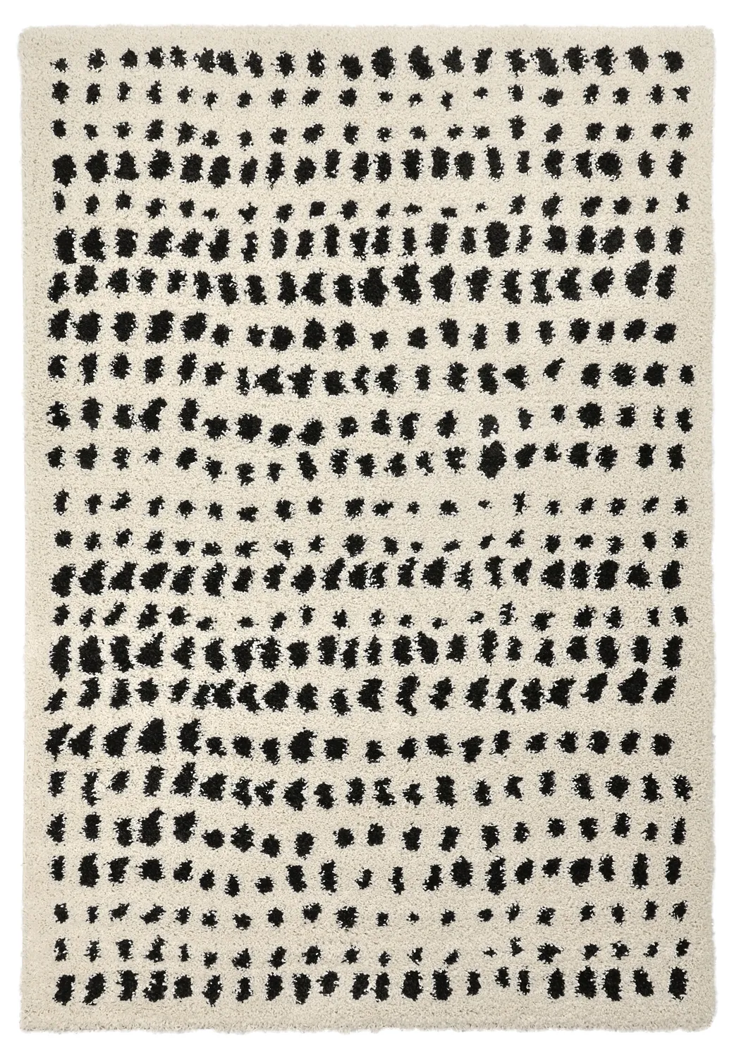 Hoogpolig vloerkleed - Dotty (zwart/wit)