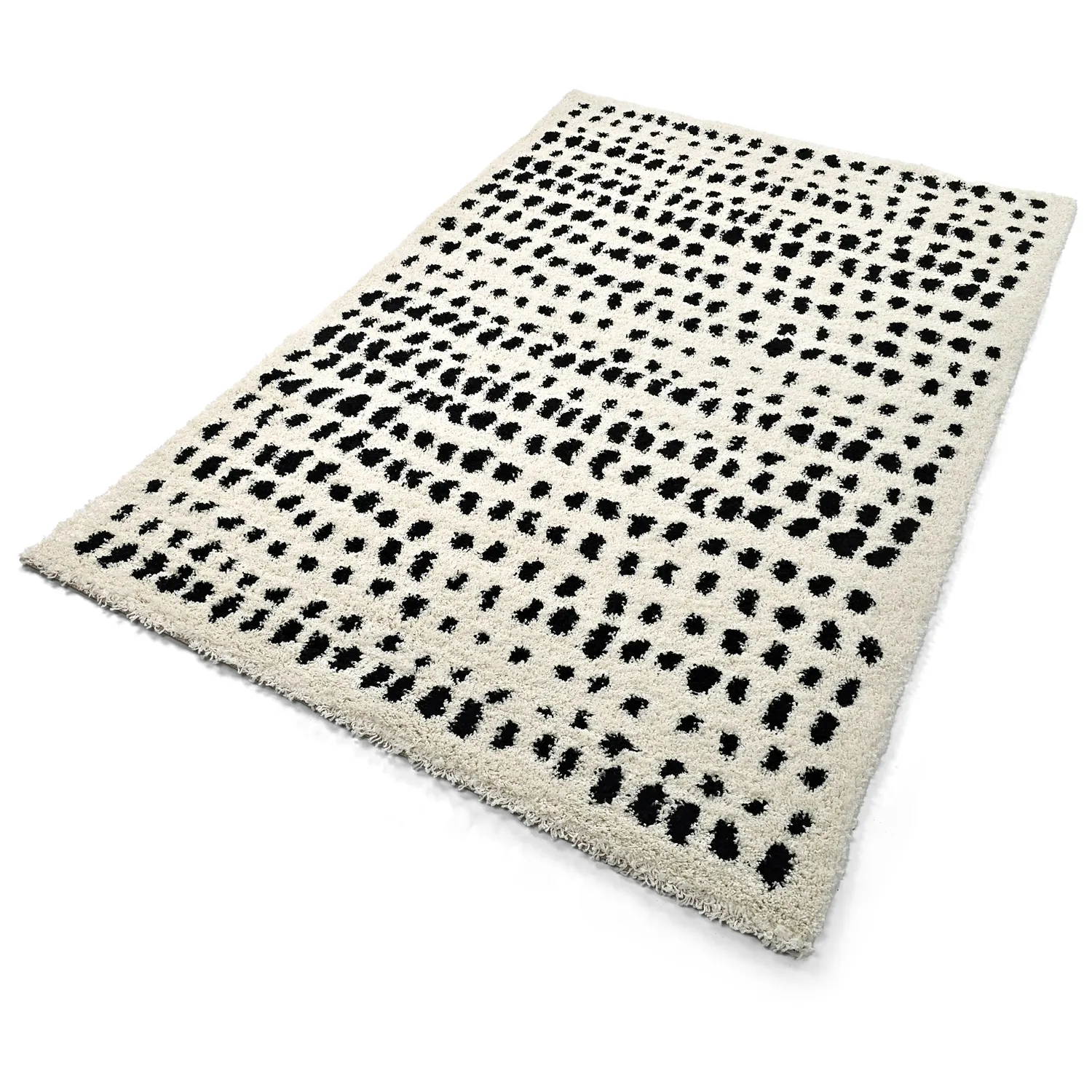 Hoogpolig vloerkleed - Dotty (zwart/wit)