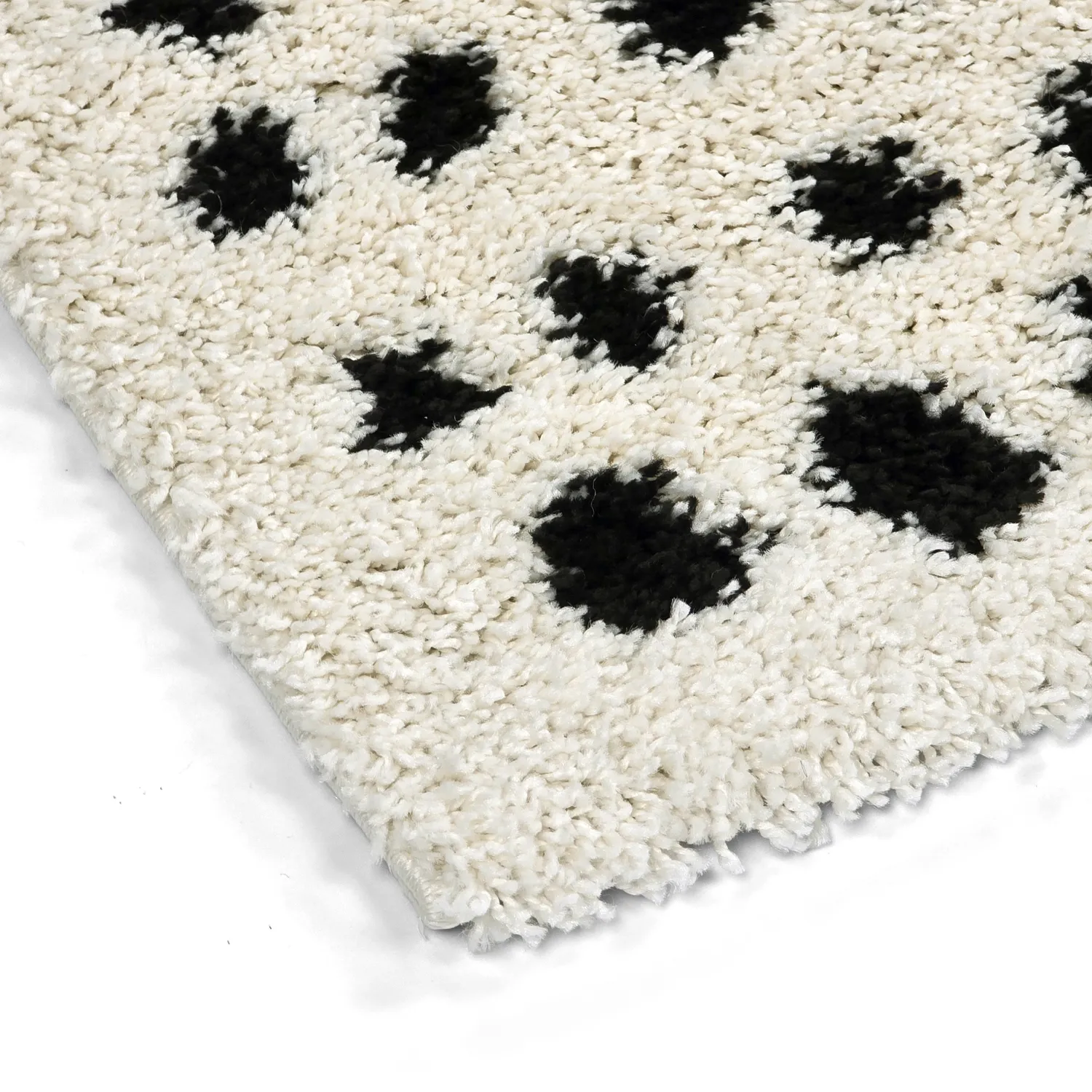 Hoogpolig vloerkleed - Dotty (zwart/wit)