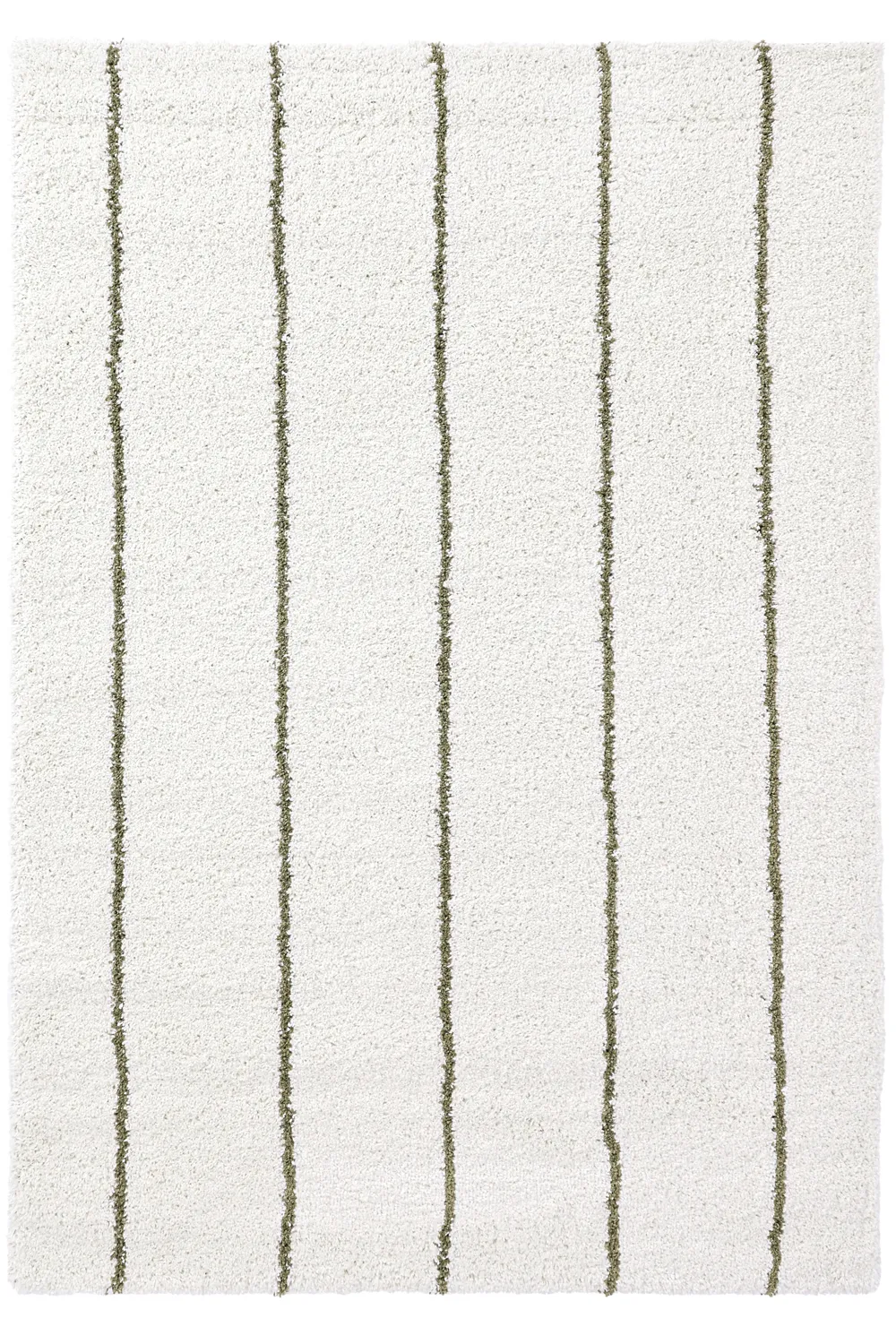 Hoogpolig vloerkleed - Eze (wit/groen)