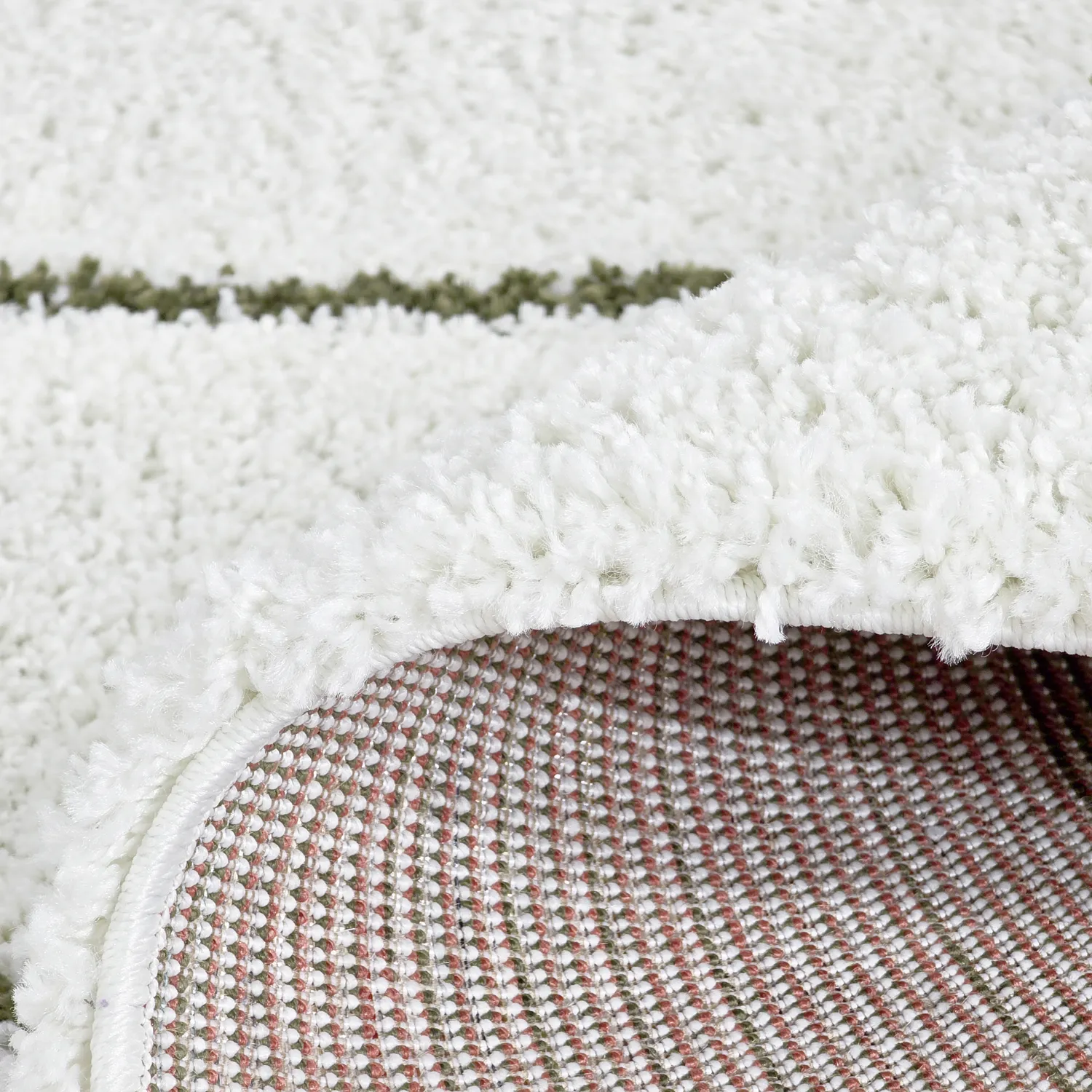 Hoogpolig vloerkleed - Eze (wit/groen)