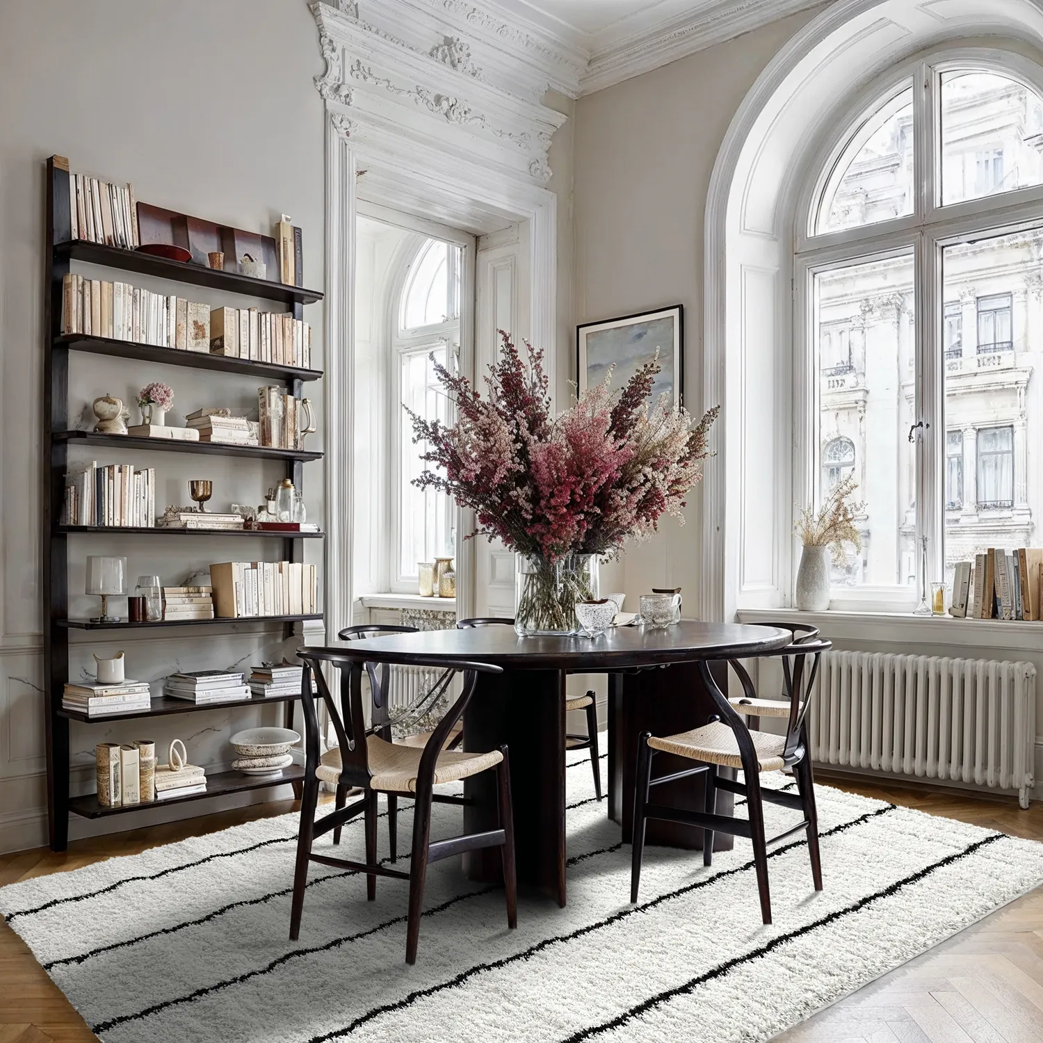 Hoogpolig vloerkleed - Eze (wit/zwart)