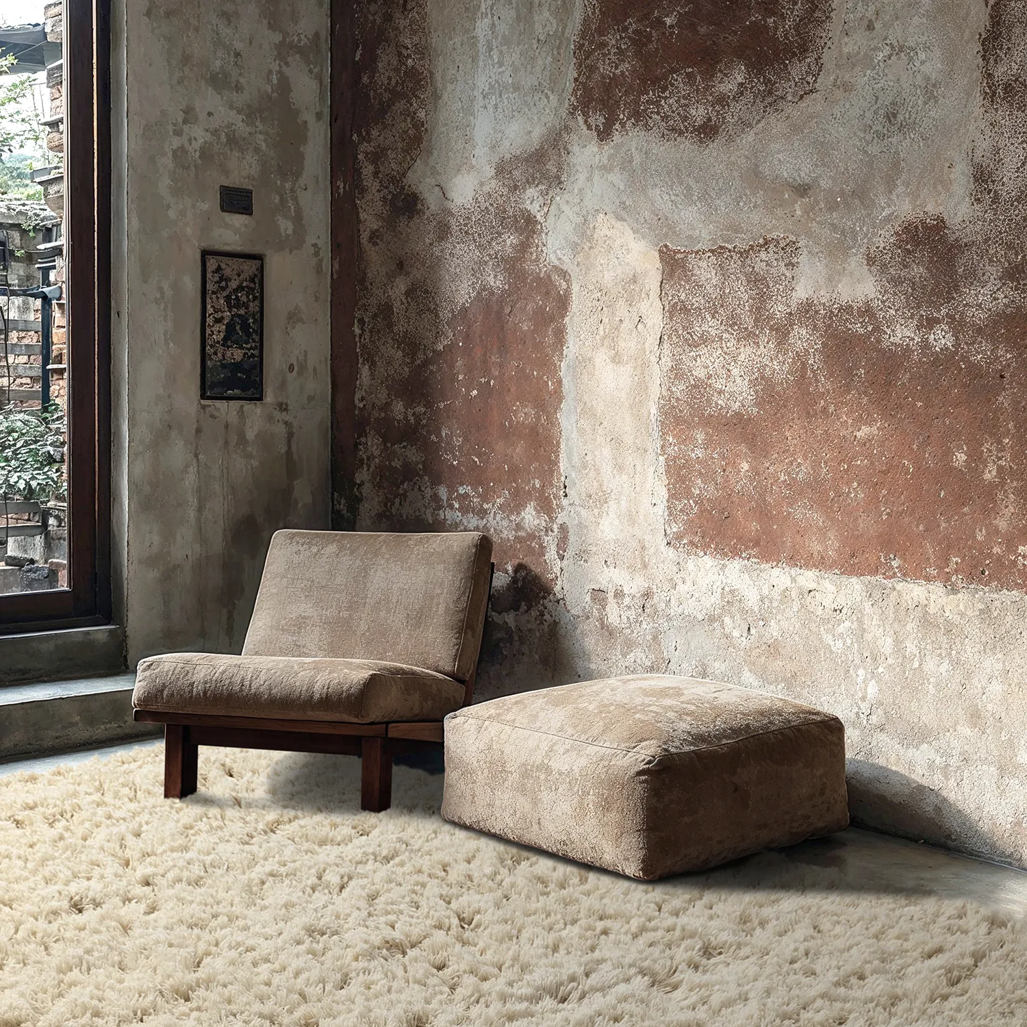 Hoogpolig vloerkleed - Fassale Hand Woven Wool Shaggy (room)