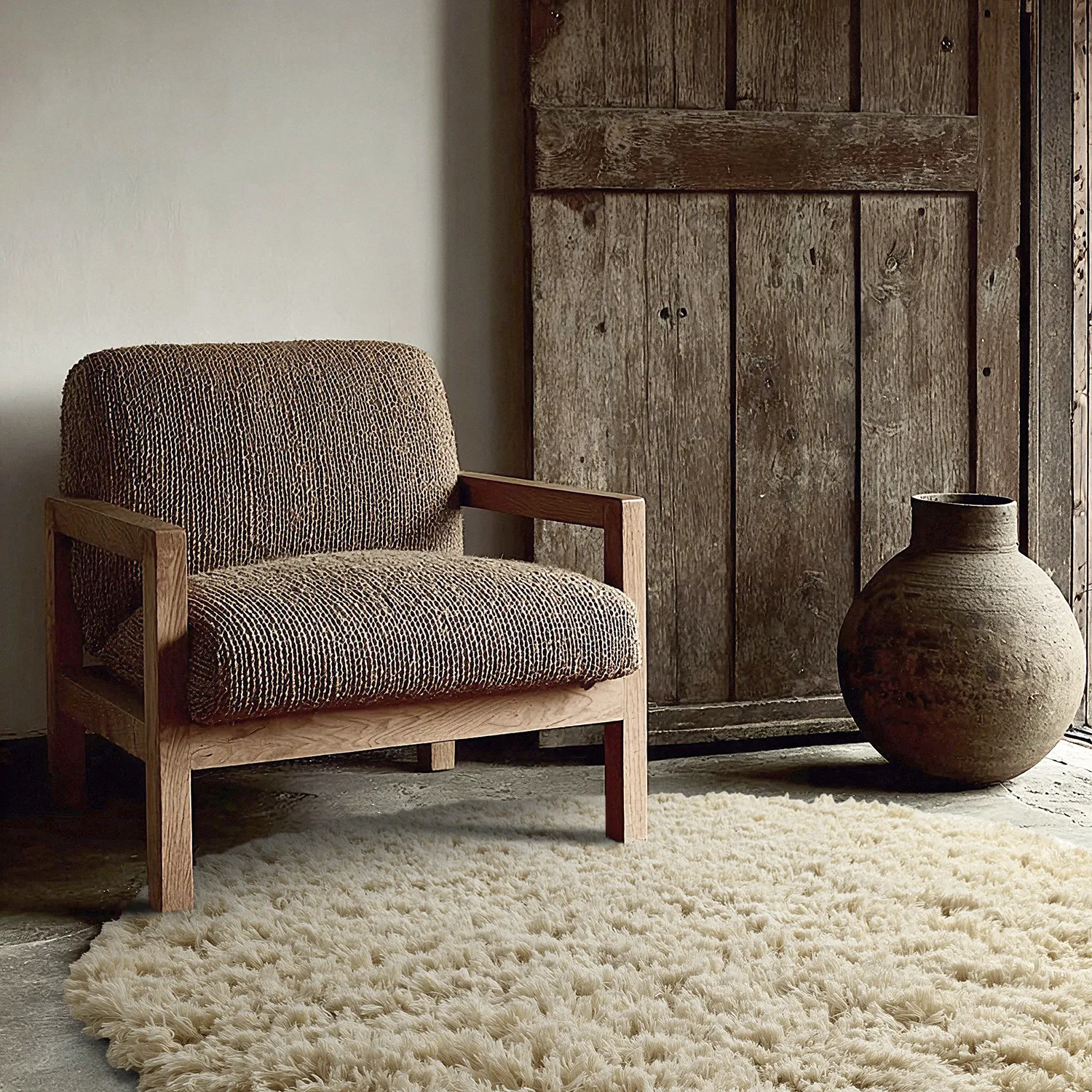 Rond vloerkleed - Fassale Hand Woven Wool Shaggy (room)
