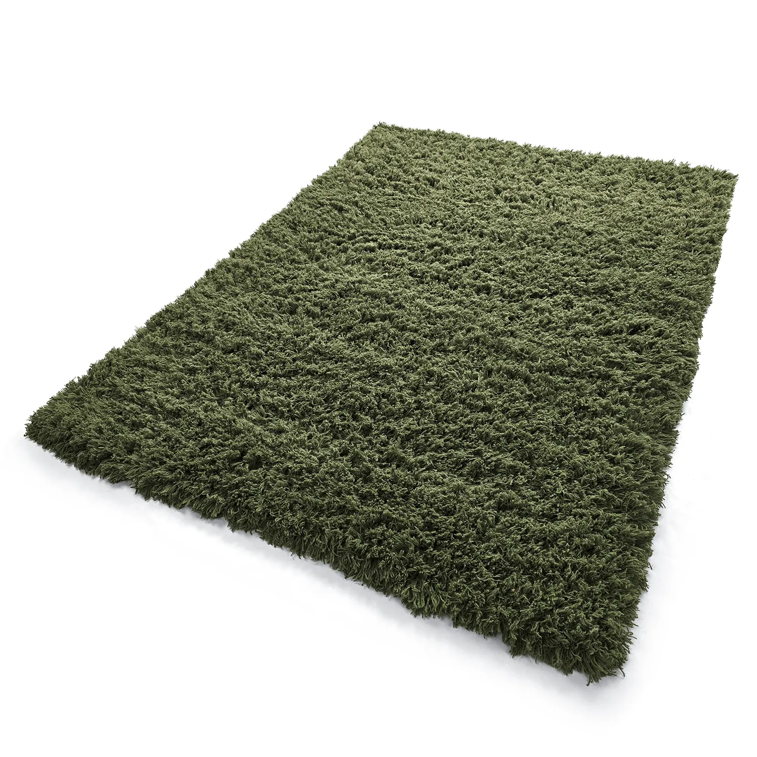 Hoogpolig vloerkleed - Fassale Hand Woven Wool Shaggy (mosgroen)