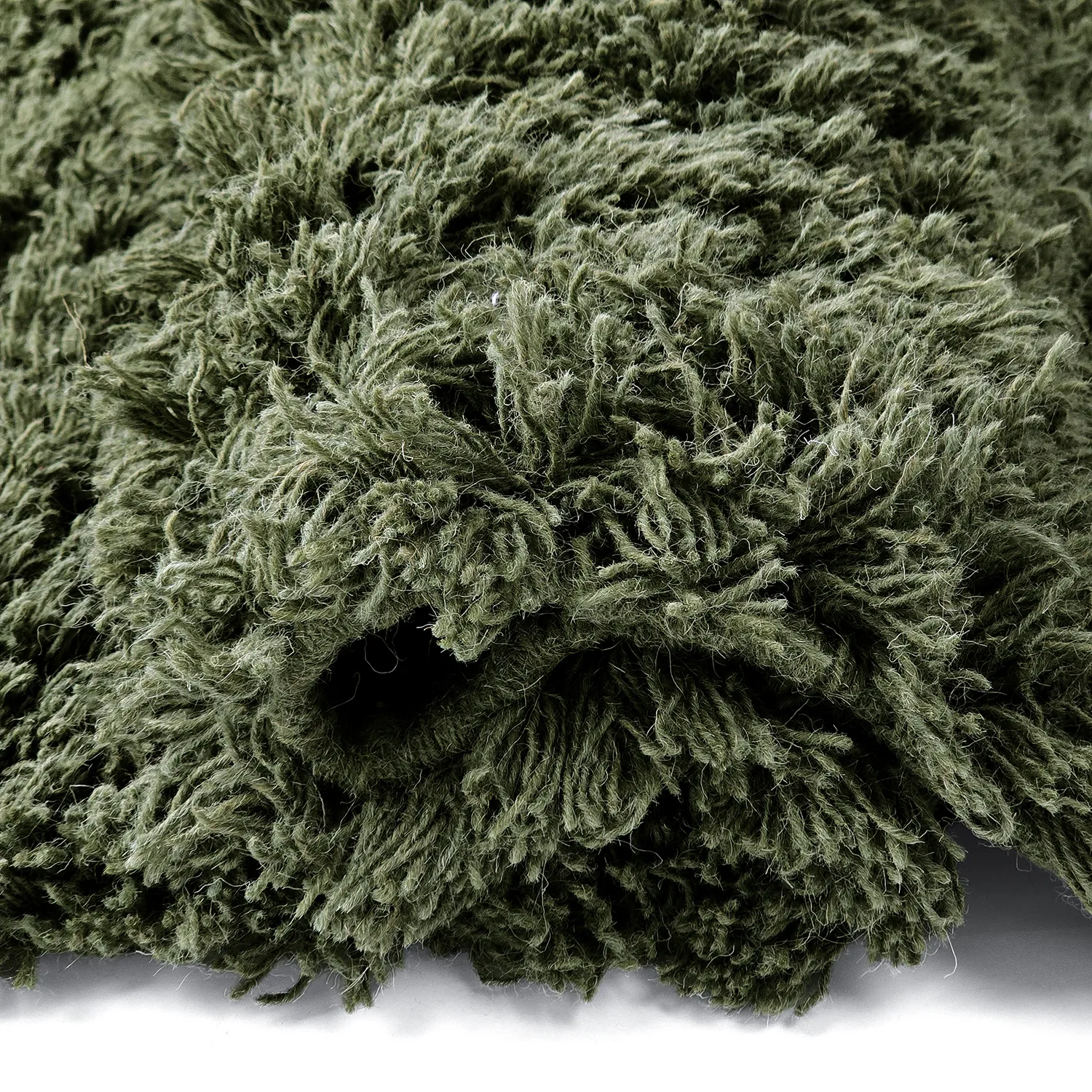 Hoogpolig vloerkleed - Fassale Hand Woven Wool Shaggy (mosgroen)