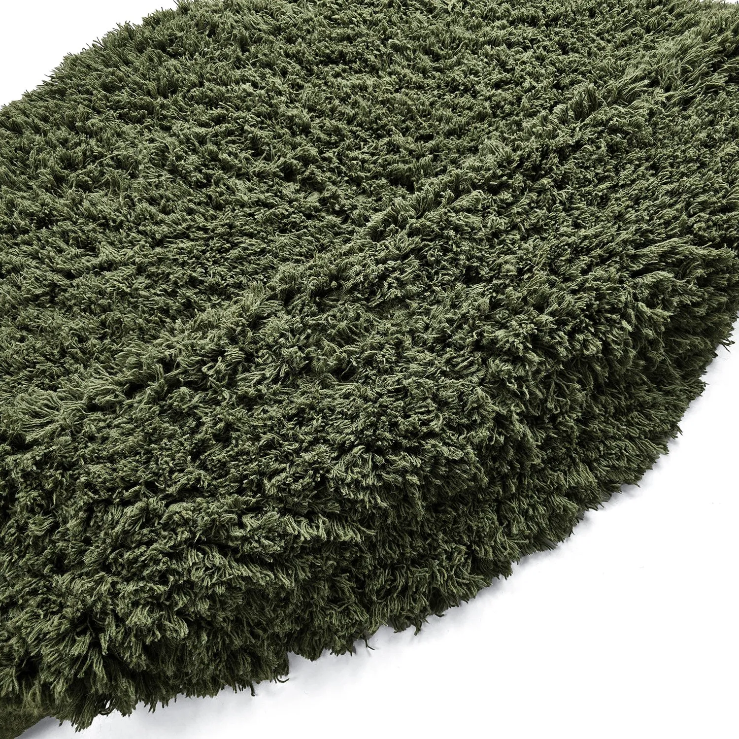 Rond vloerkleed - Fassale Hand Woven Wool Shaggy (mosgroen)