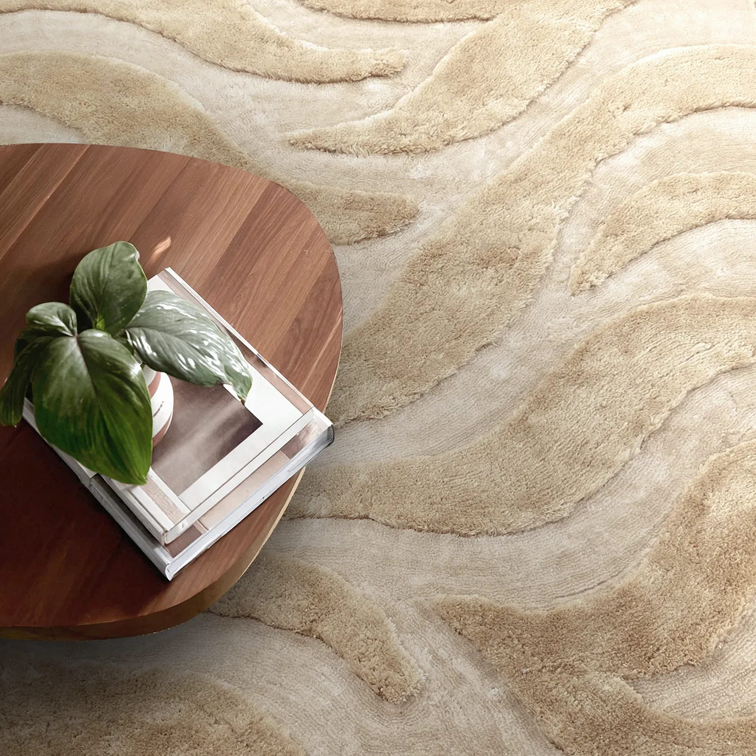 Hoogpolig vloerkleed - Fergana (crème/beige)