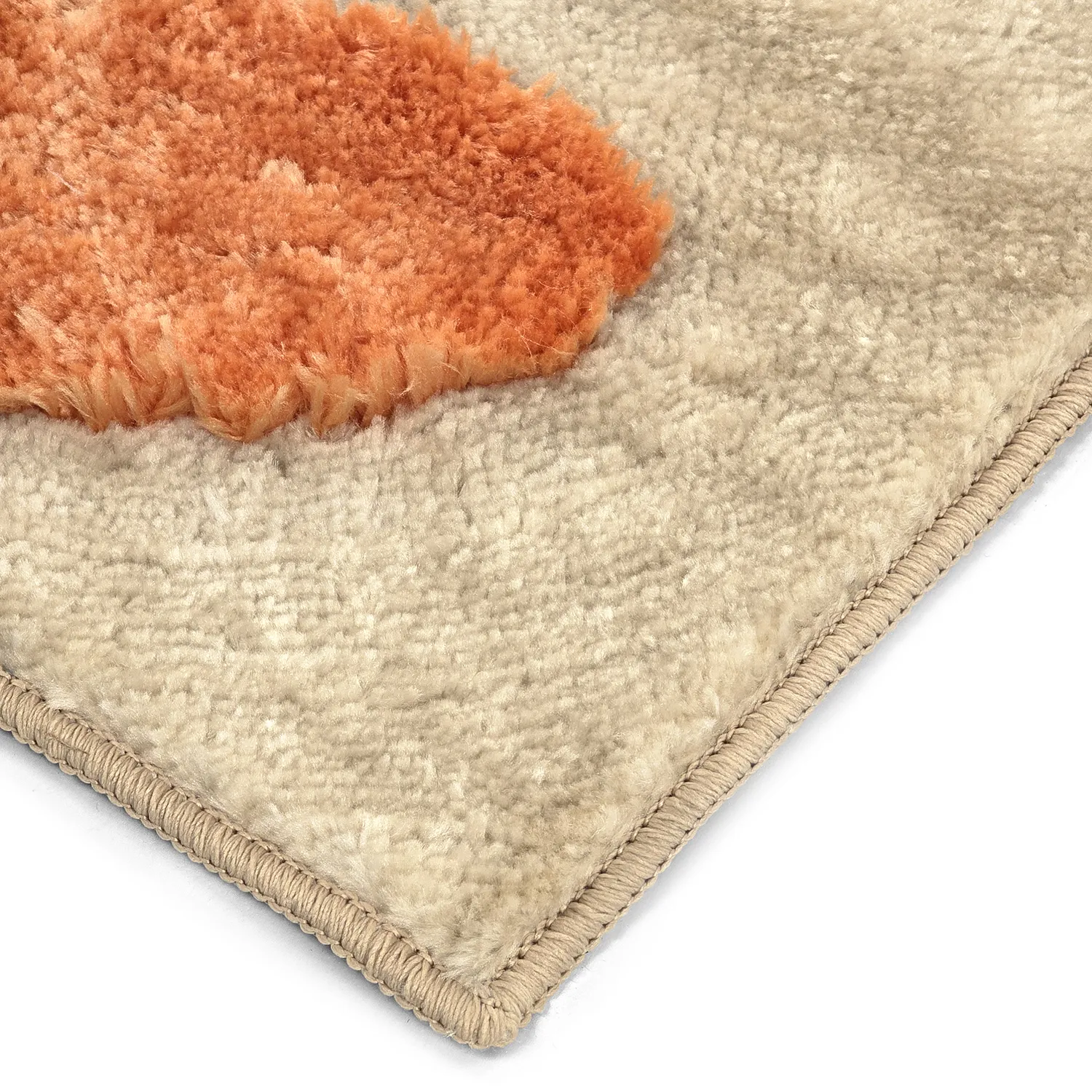 Hoogpolig vloerkleed - Fergana (crème/oranje)