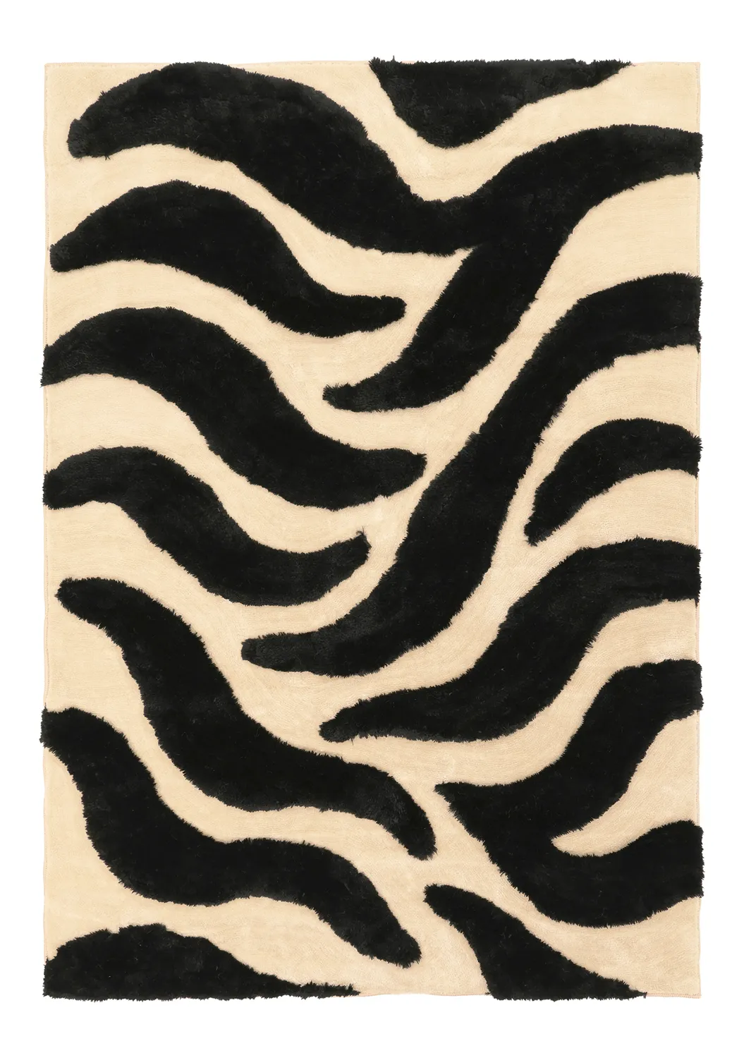 Hoogpolig vloerkleed - Fergana (crème/zwart)