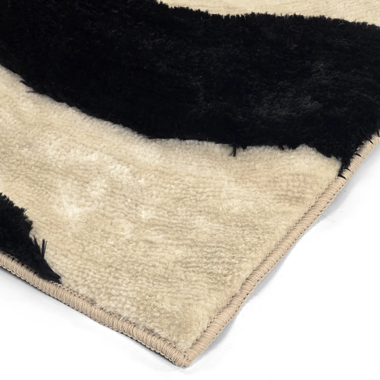 Hoogpolig vloerkleed - Fergana (crème/zwart)