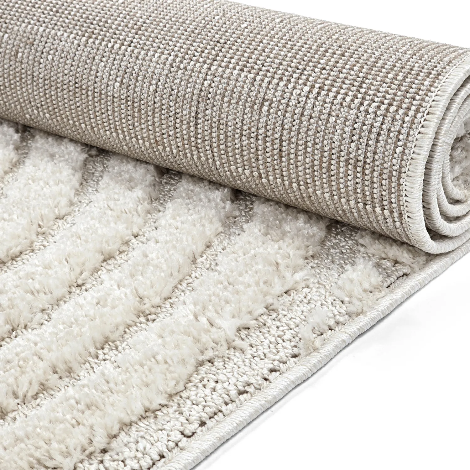 Hoogpolig vloerkleed - Fukui (gebroken wit)