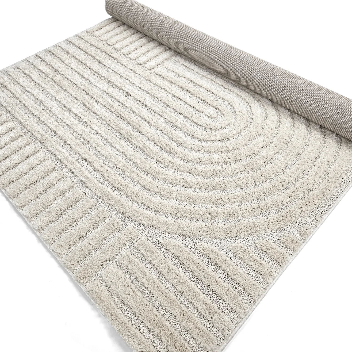 Hoogpolig vloerkleed - Fukui (gebroken wit)