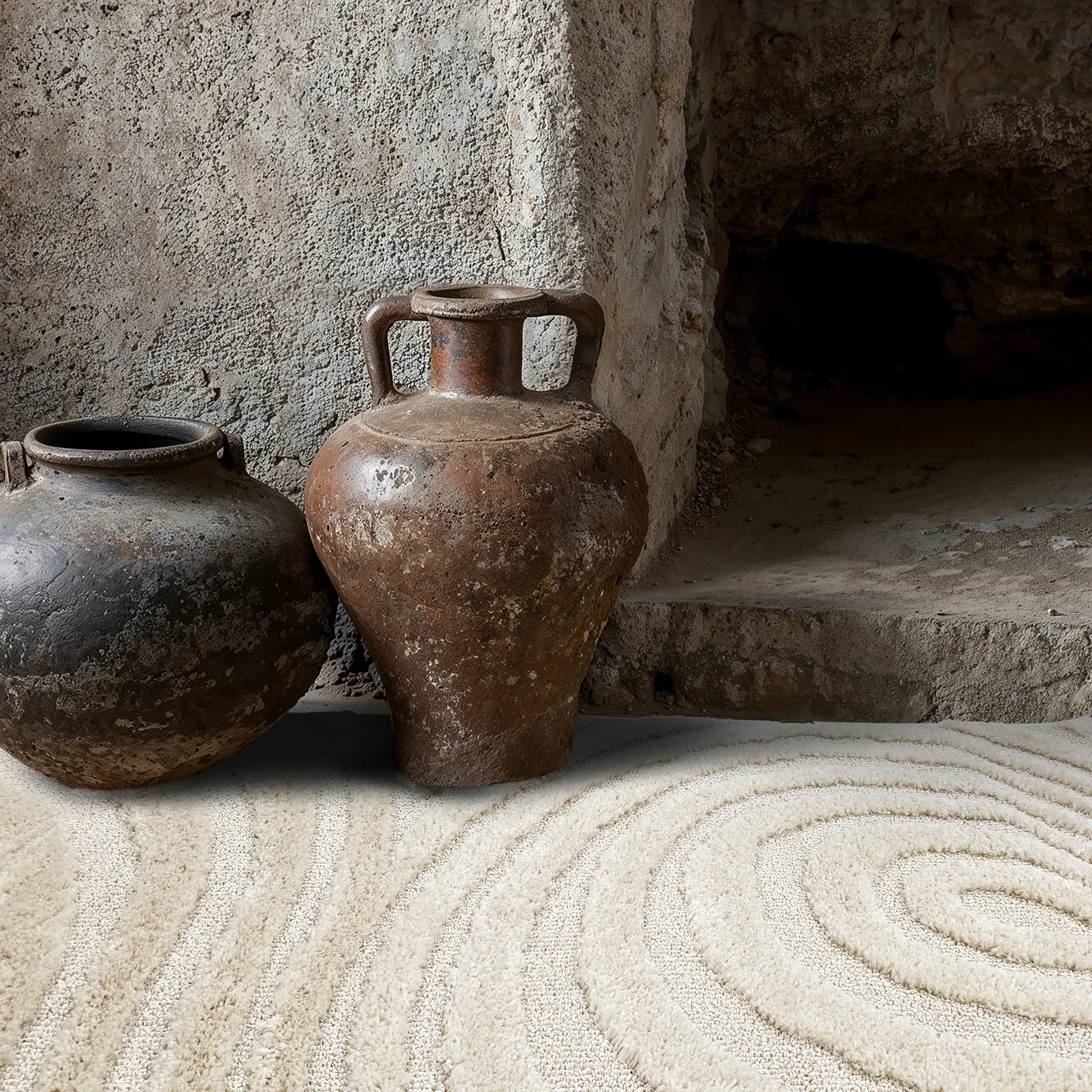 Hoogpolig vloerkleed - Gifu (gebroken wit)