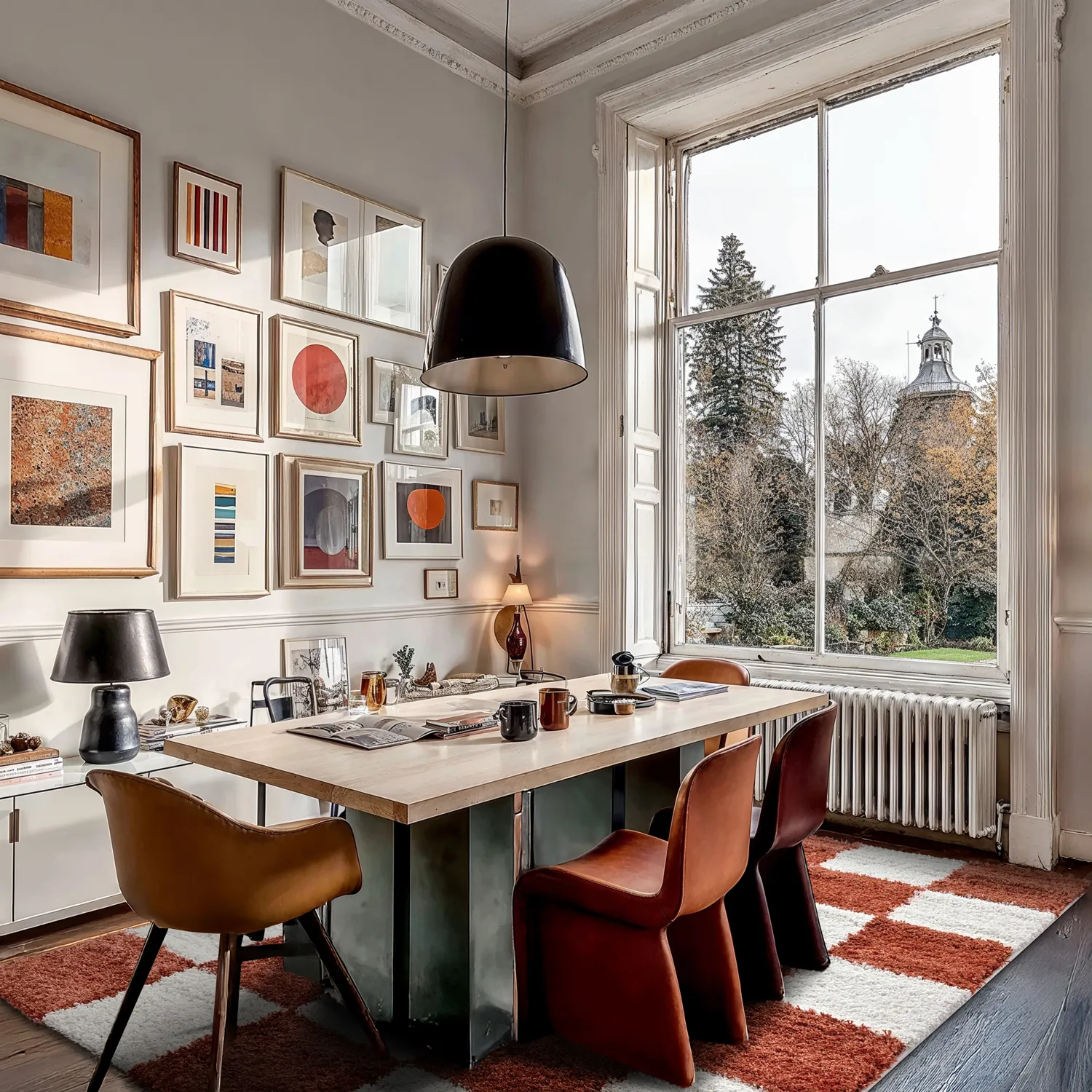 Hoogpolig vloerkleed - Gordes (oranje/wit)