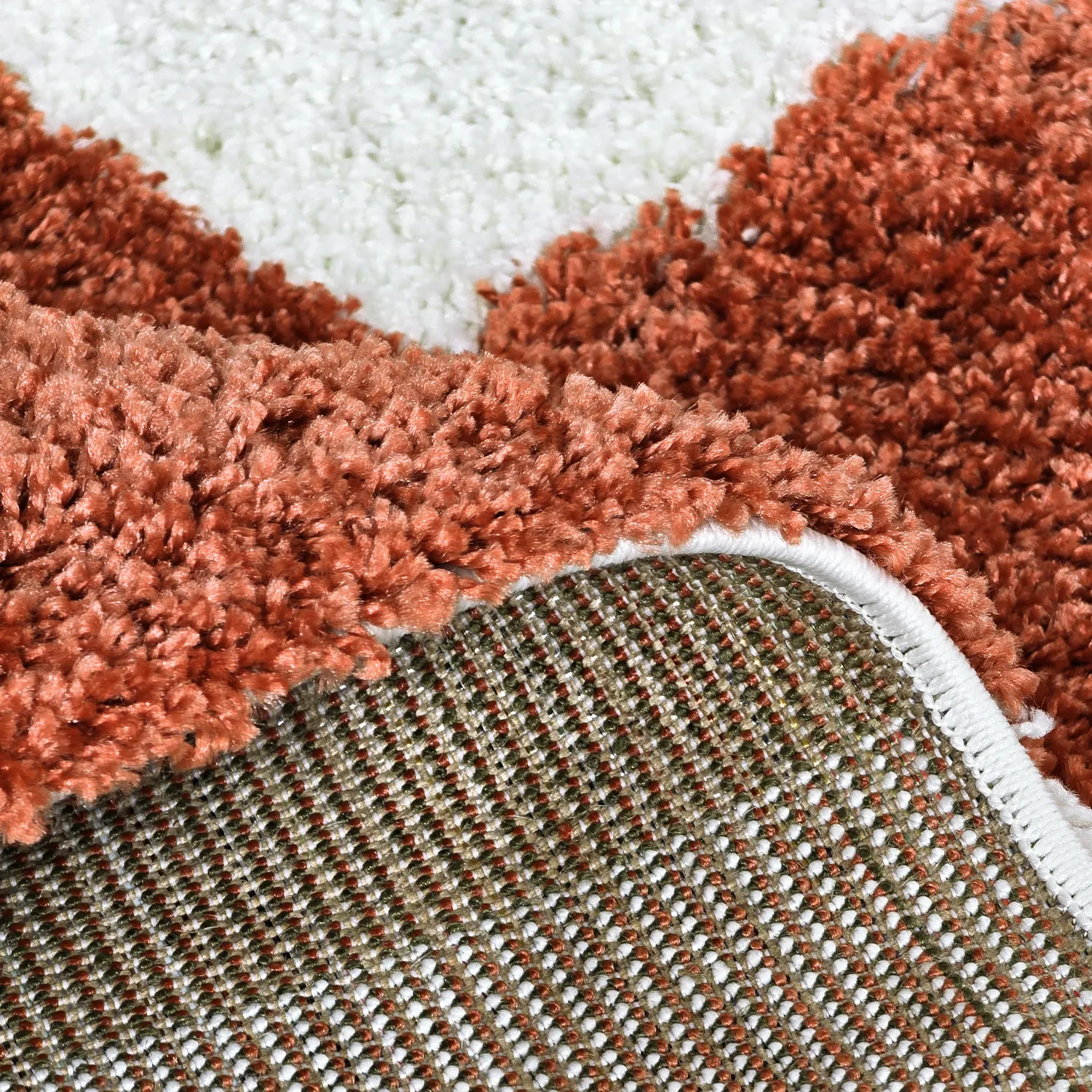 Hoogpolig vloerkleed - Gordes (oranje/wit)