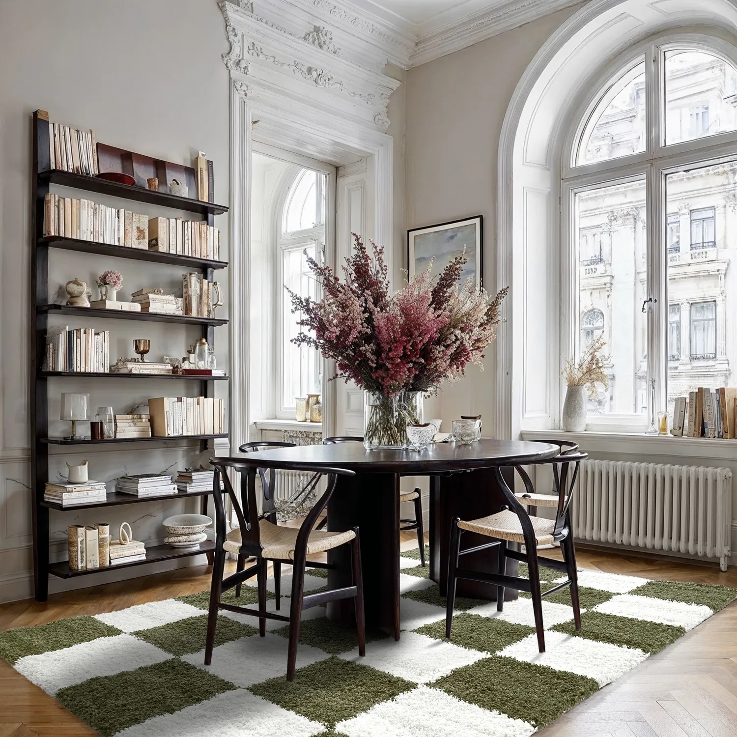 Hoogpolig vloerkleed - Gordes (groen/wit)