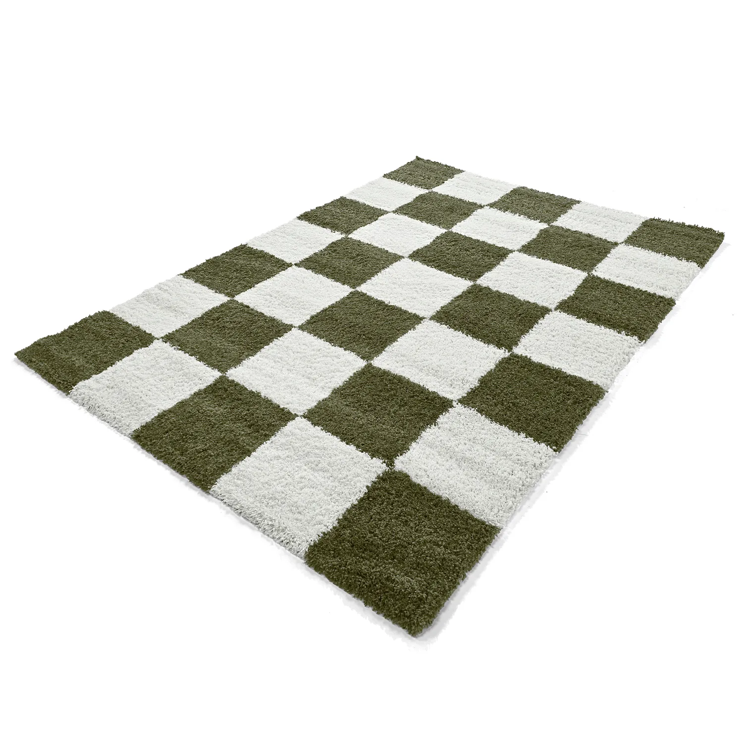 Hoogpolig vloerkleed - Gordes (groen/wit)