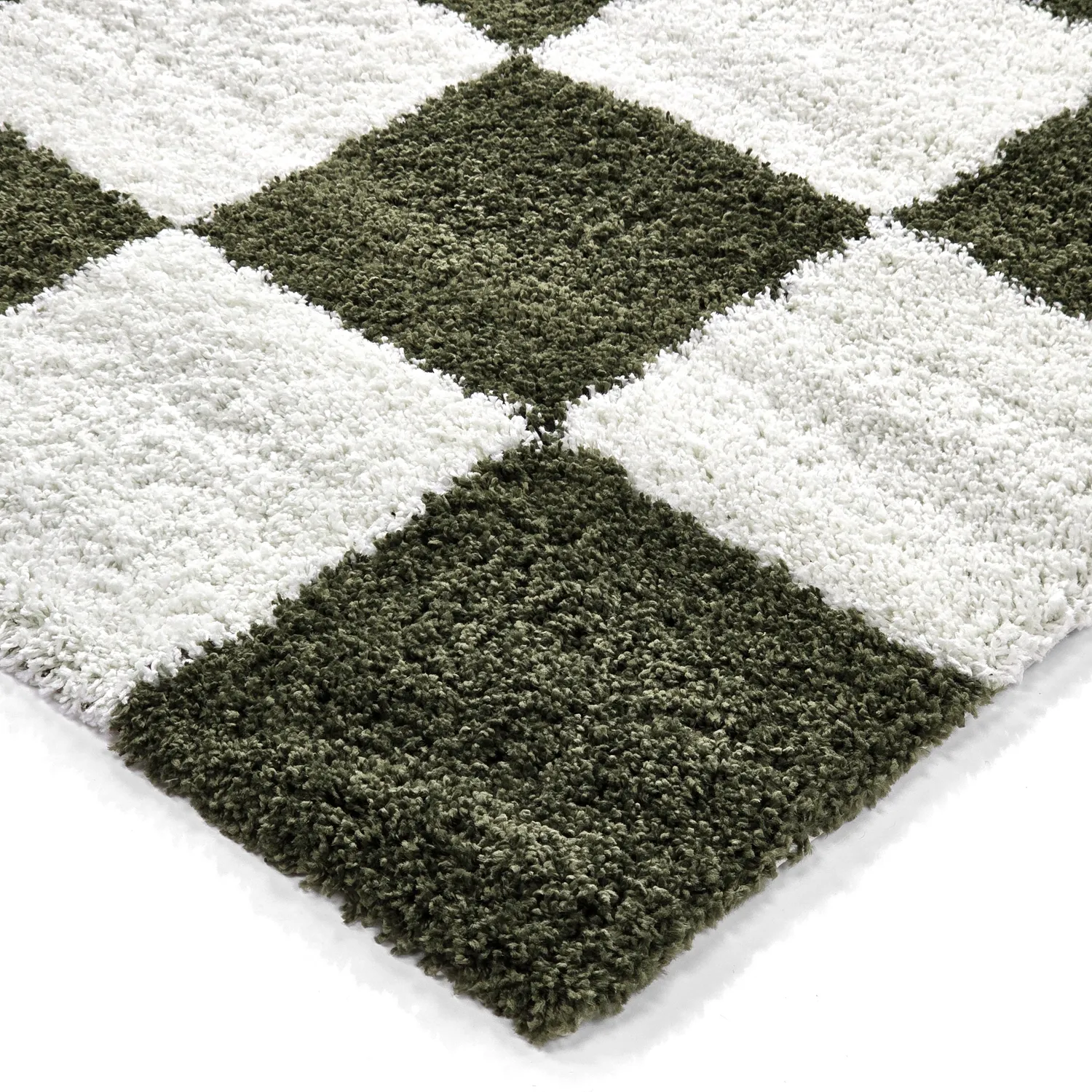 Hoogpolig vloerkleed - Gordes (groen/wit)