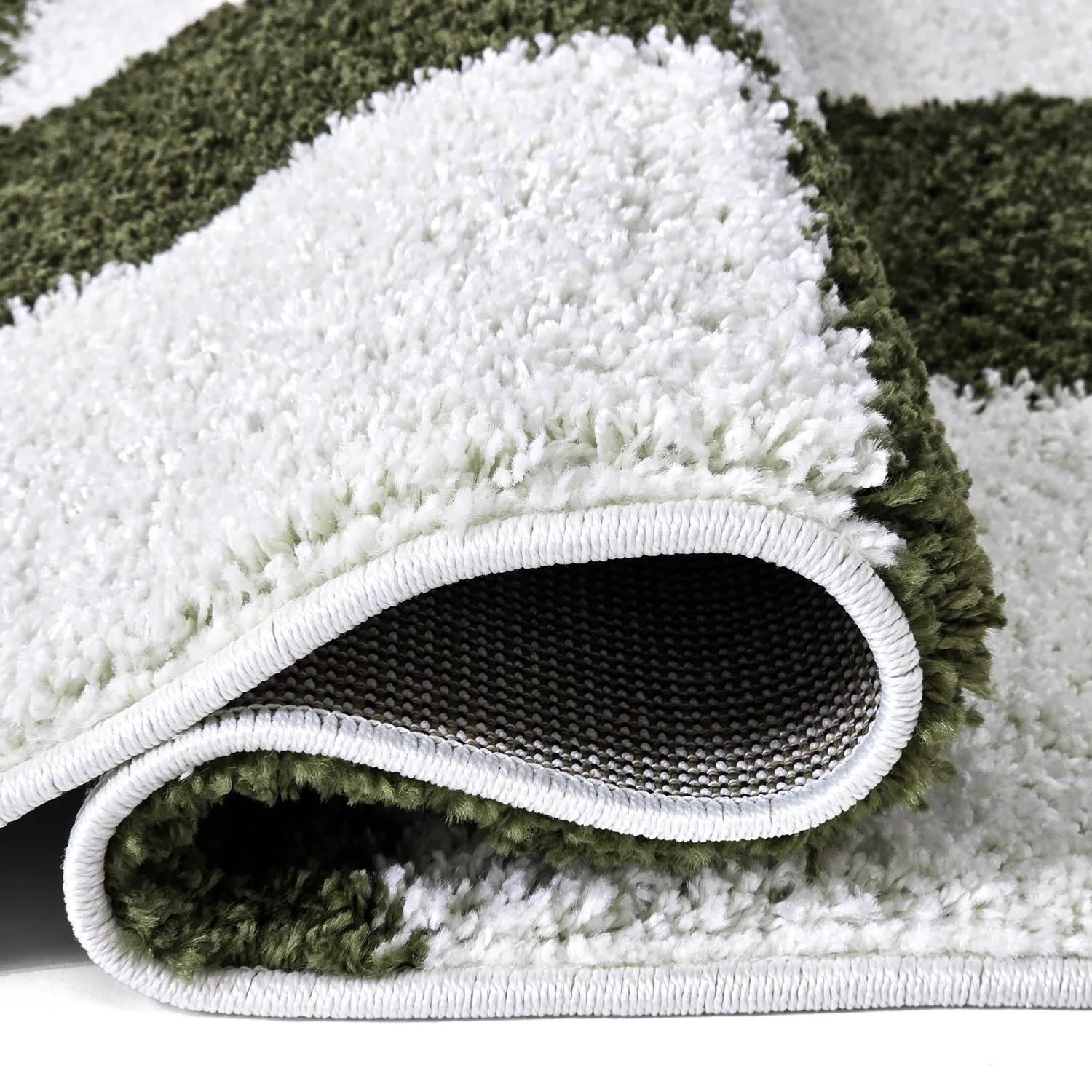 Hoogpolig vloerkleed - Gordes (groen/wit)