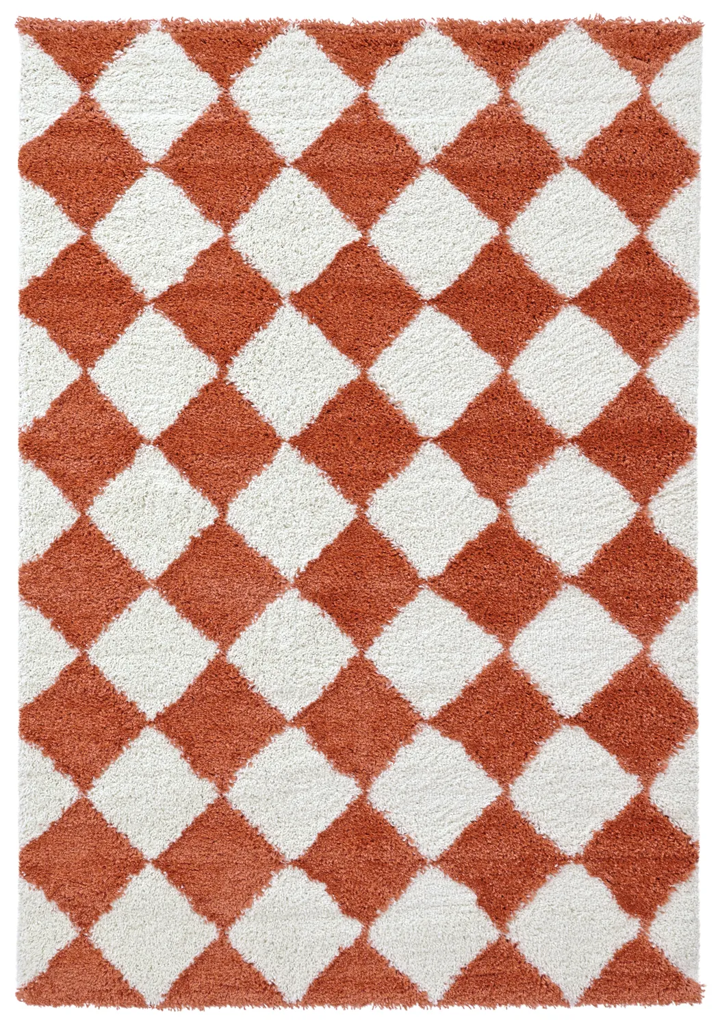 Hoogpolig vloerkleed - Albi (wit/oranje)