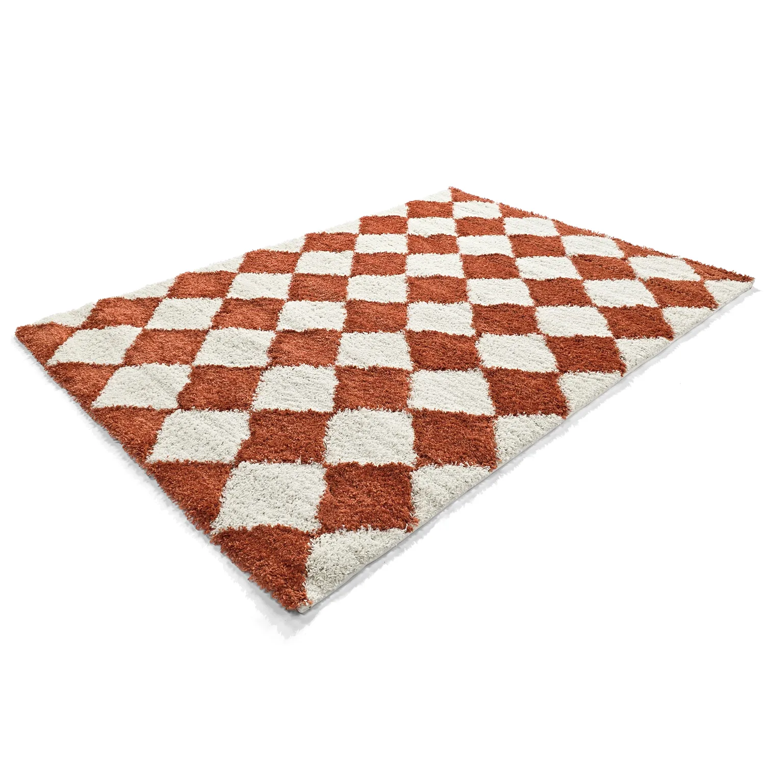 Hoogpolig vloerkleed - Albi (wit/oranje)