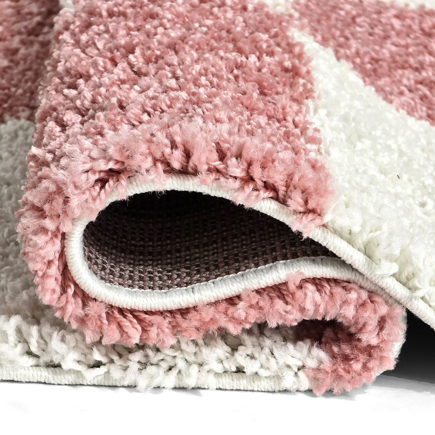 Hoogpolig vloerkleed - Gordes (roze/wit)