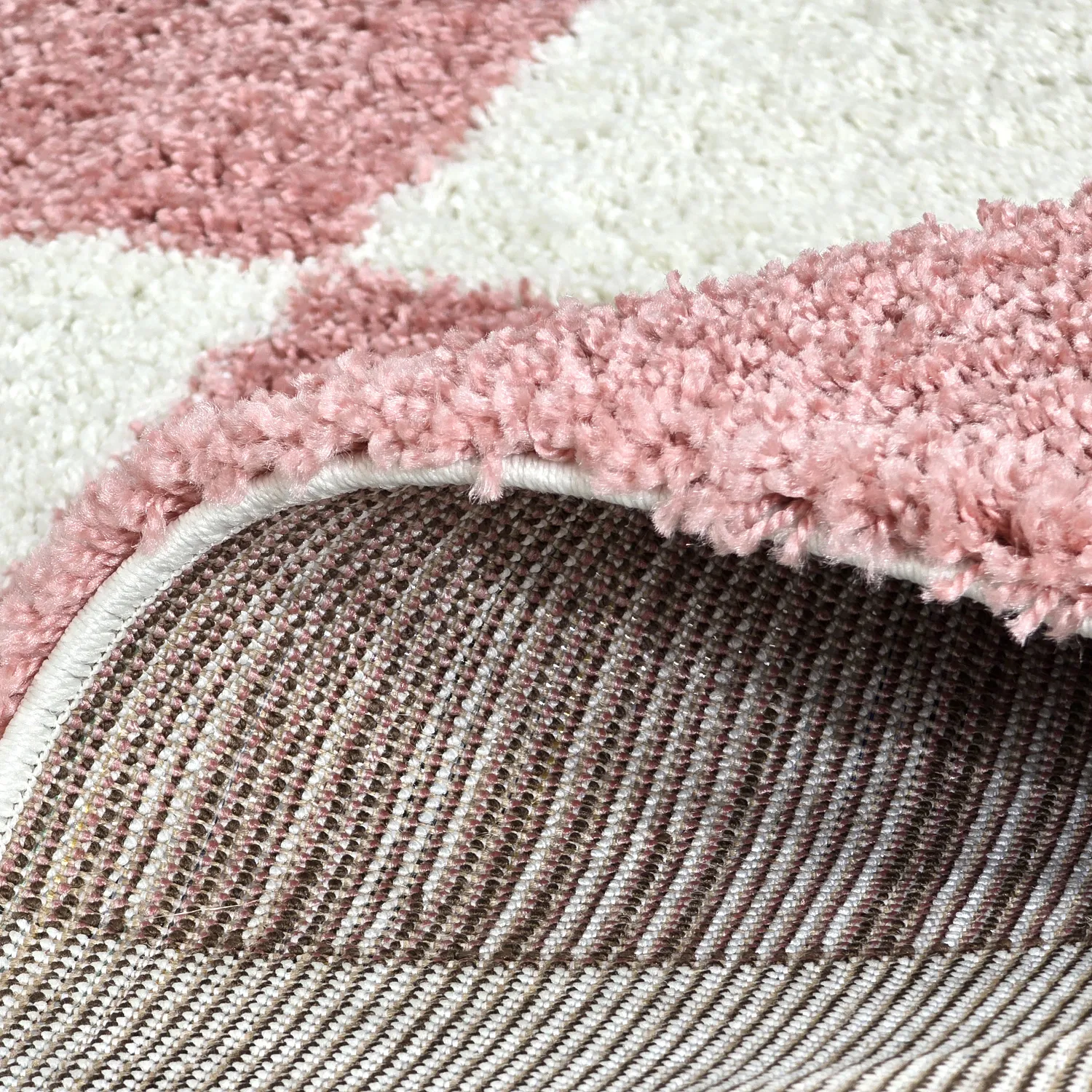 Hoogpolig vloerkleed - Gordes (roze/wit)